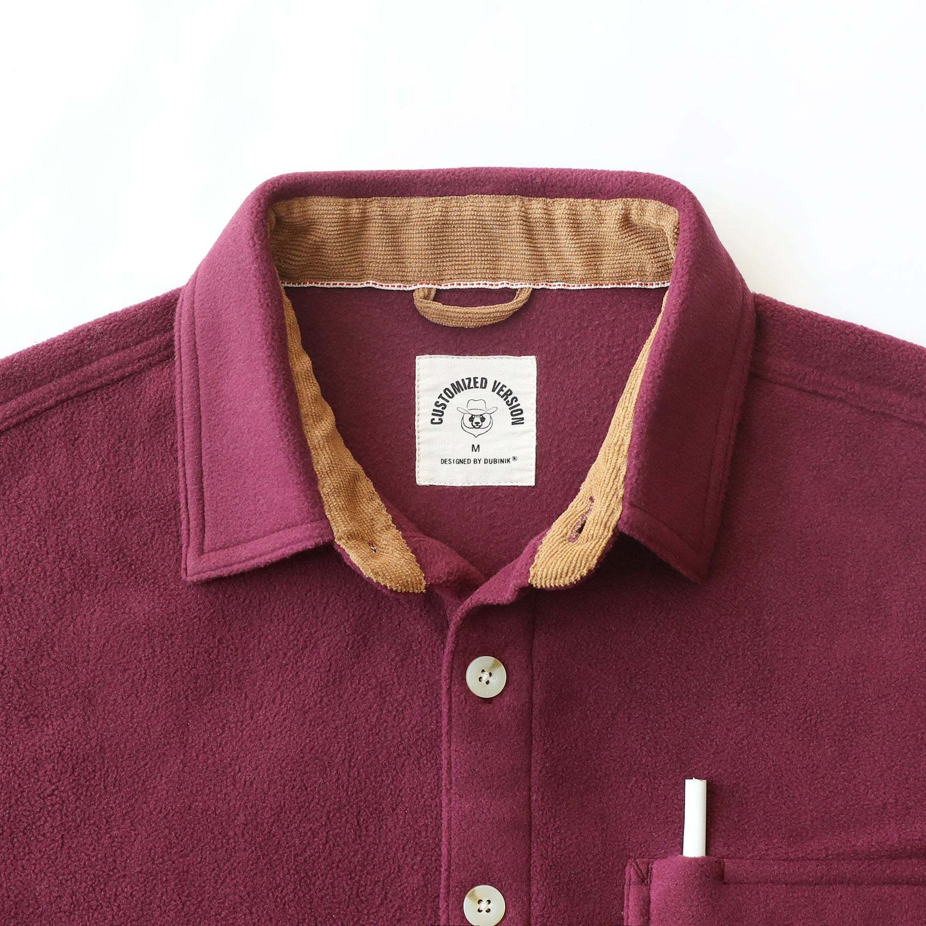 Mens Long Sleeve Burgundy Solid Fleece Shirt Casual Button Down Light-in-weight Shirt #0246
