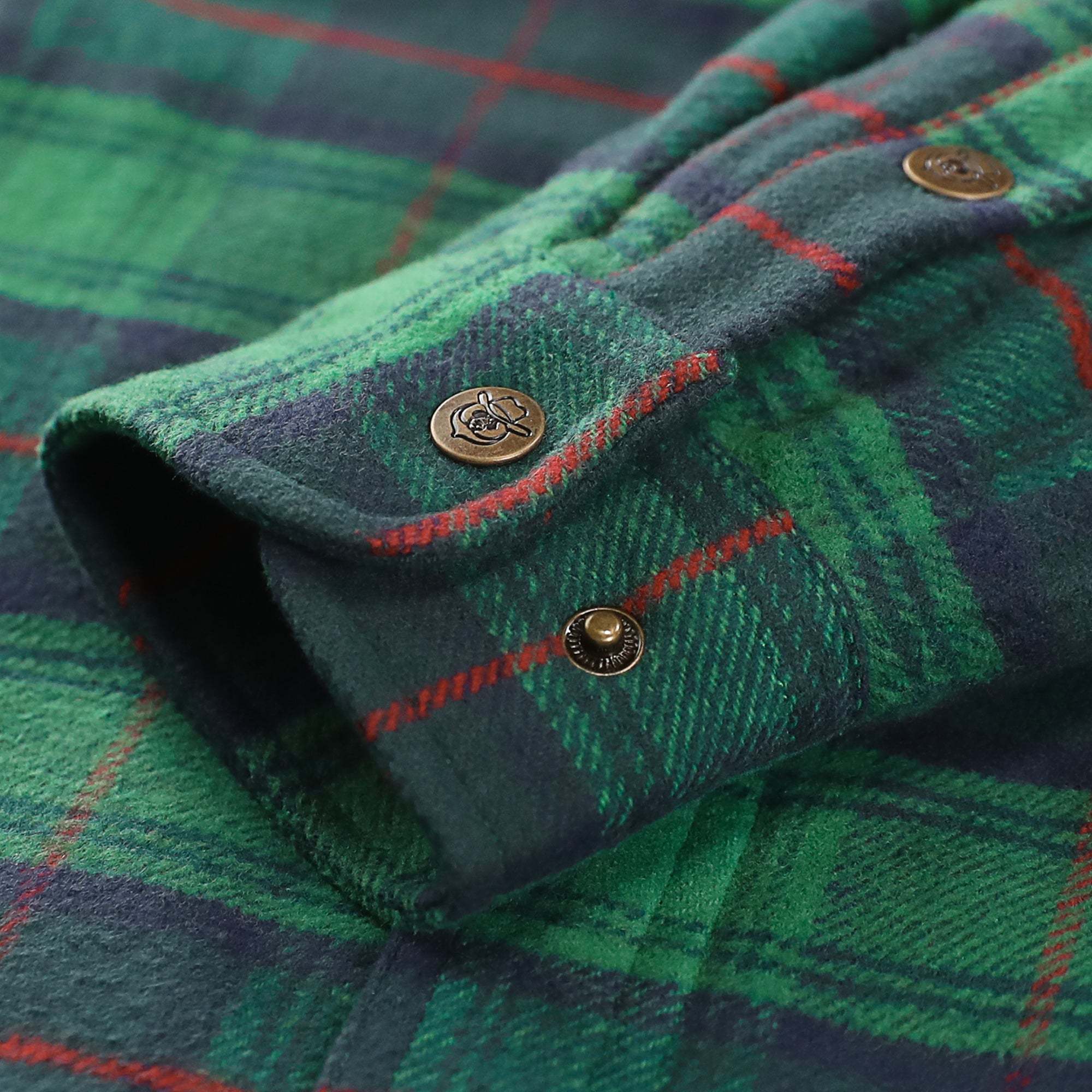 Dubinik? 10.8oz Men’s Overshirt Shacket – Cozy Warm-Lined Green Plaid Flannel, Lightweight Casual Button-Down Long Sleeve Jacket #0181009