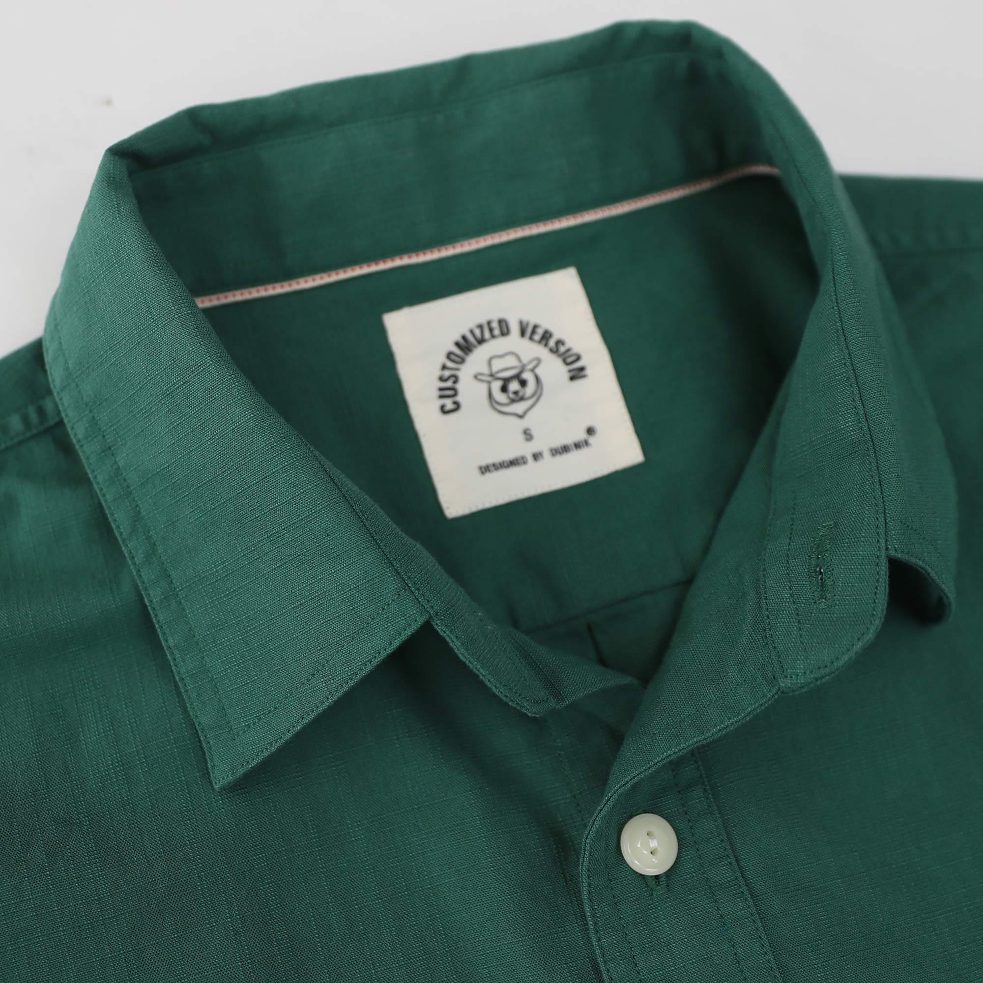 Dubinik? 5.5oz Olive Green Chambray Long Sleeve Button-Front Closure Pocket Cotton Workshirt#58014