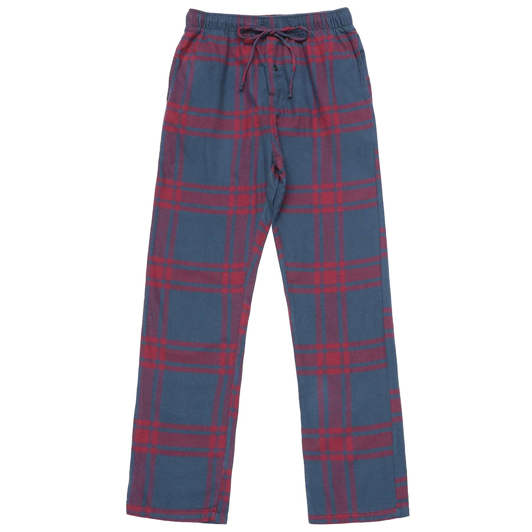 Cotton Flannel Pajama Plaid Sleep & Lounge Pants, PJ Bottoms With Pockets And Button Fly #3001
