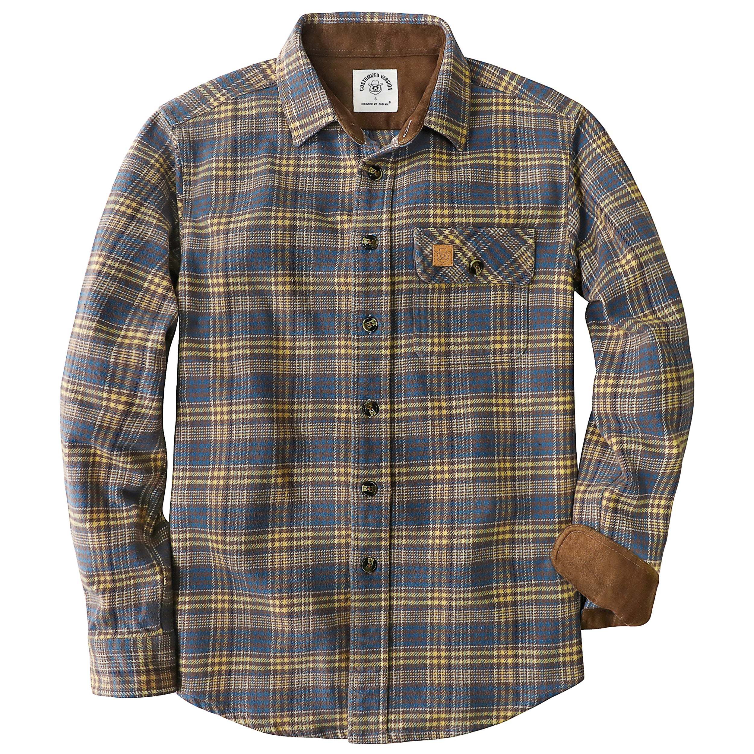 Dubinik? 10.8oz Ultra Heavyweight Flannel Shirt for Men Long Sleeve Casual Button Down Soft Pure Cotton Plaid Warm Suede Cuffs#0082006