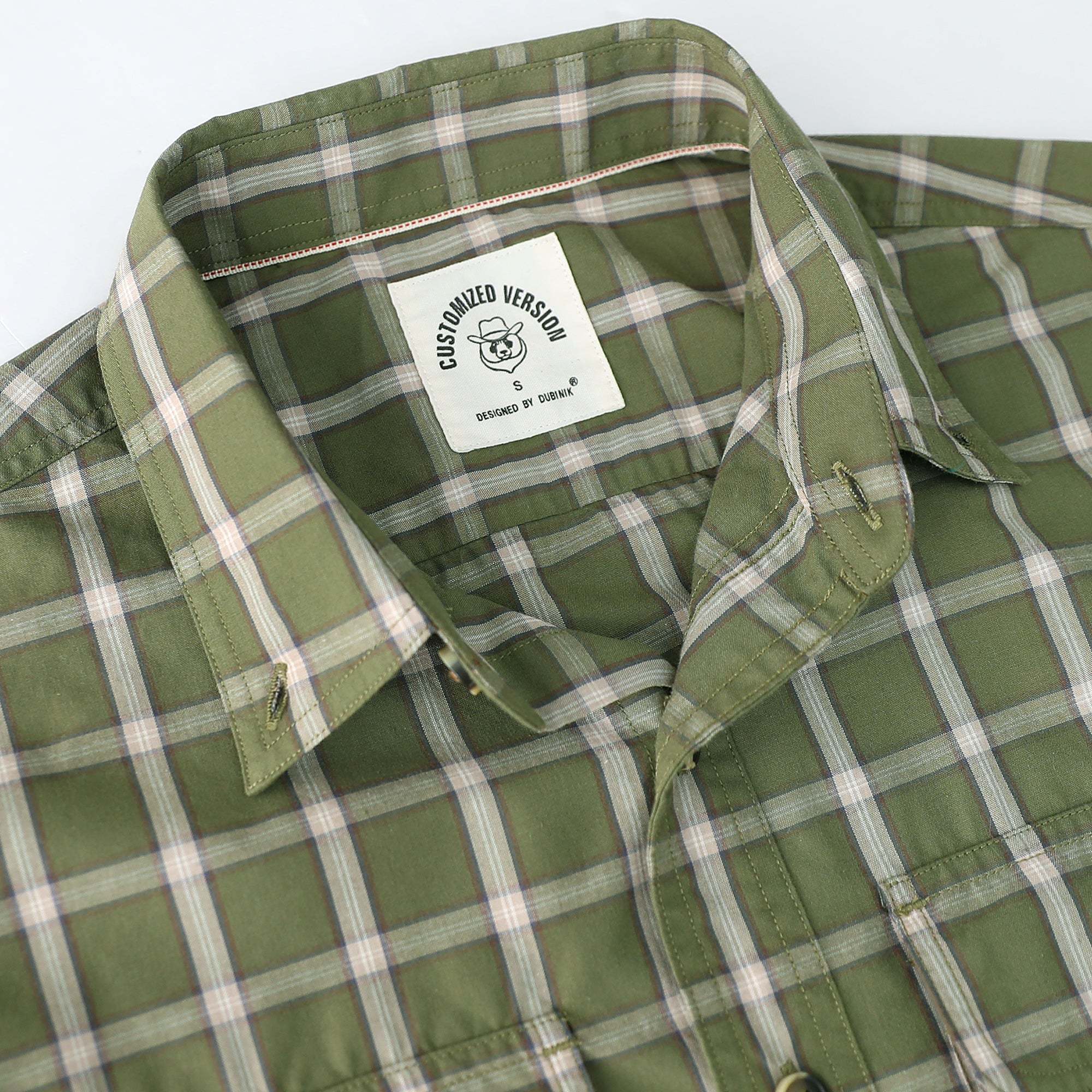 Dubinik? 4.1oz Mens Long Sleeve Button Down Green Shirts Casual Plaid Shirt with Practical Double Pockets Comfortable and Soft#0050026