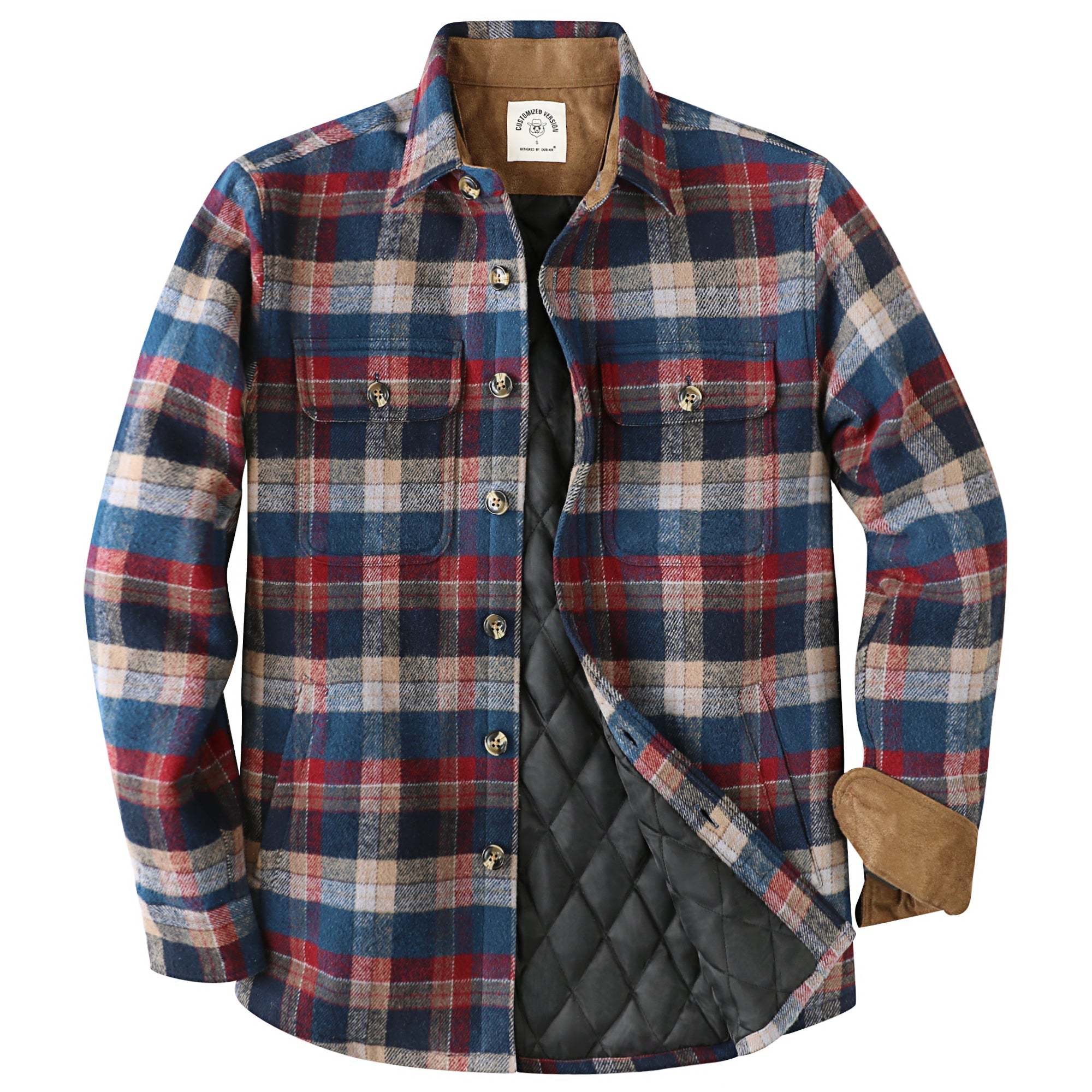 Dubinik? 10.8oz Men's Flannel Shacket Plaid Jacket with Warm Lining Button Up#38411