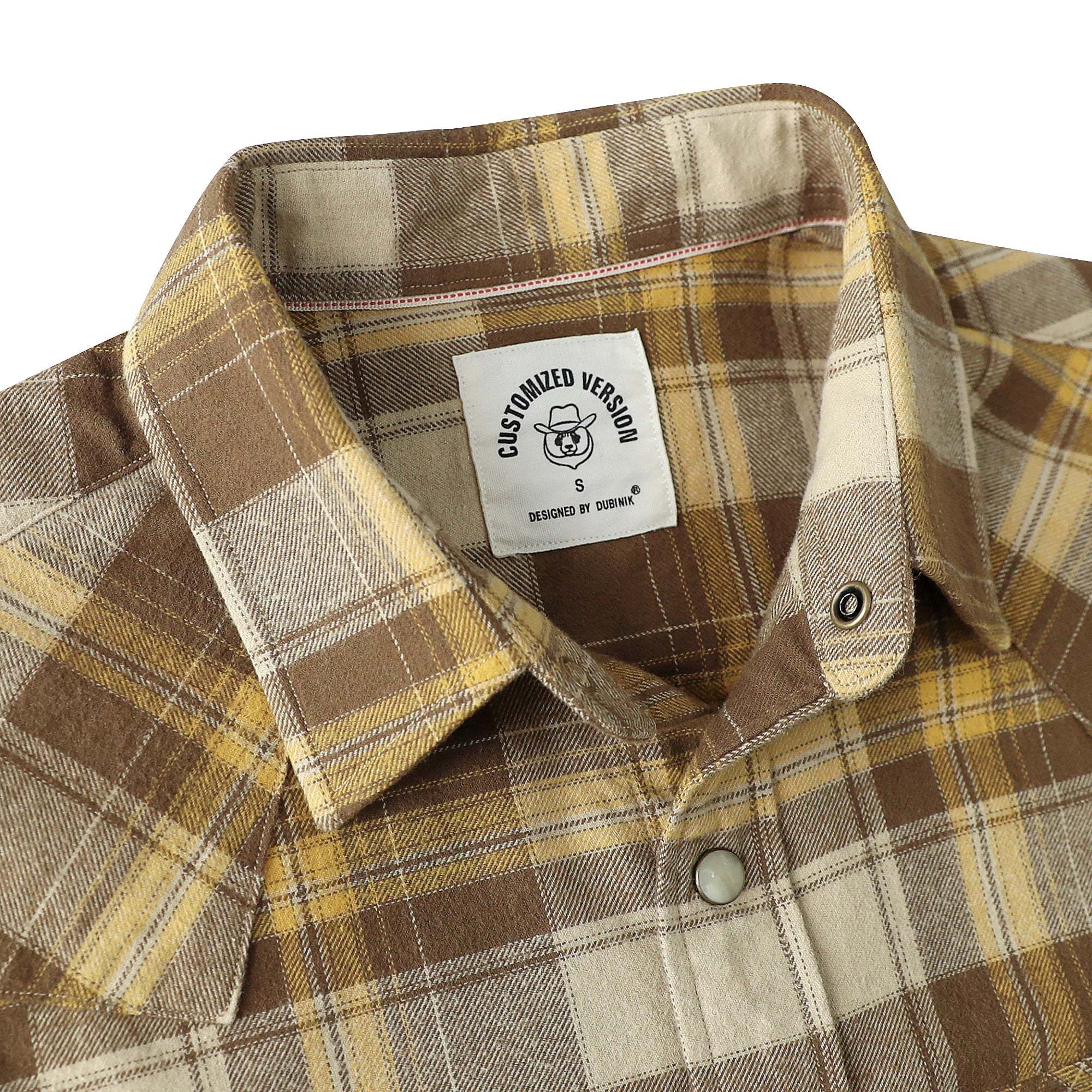 Dubinik? 6.3oz Flannel Shirt for Men Long Sleeve Casual Cozy Snap Button Western Plaid Shirts Soft Pure Cotton#37003