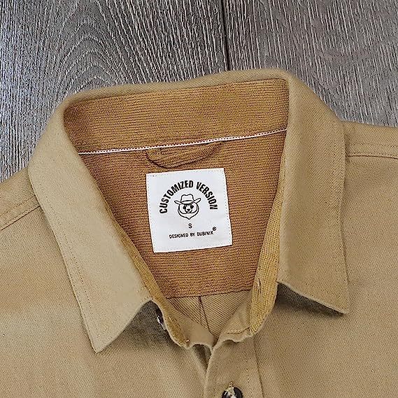 6oz Mens Midweight Khaki Solid Flannel Shirts Long Sleeve Casual Button Down Brushed 100% Cotton Shirt#1508