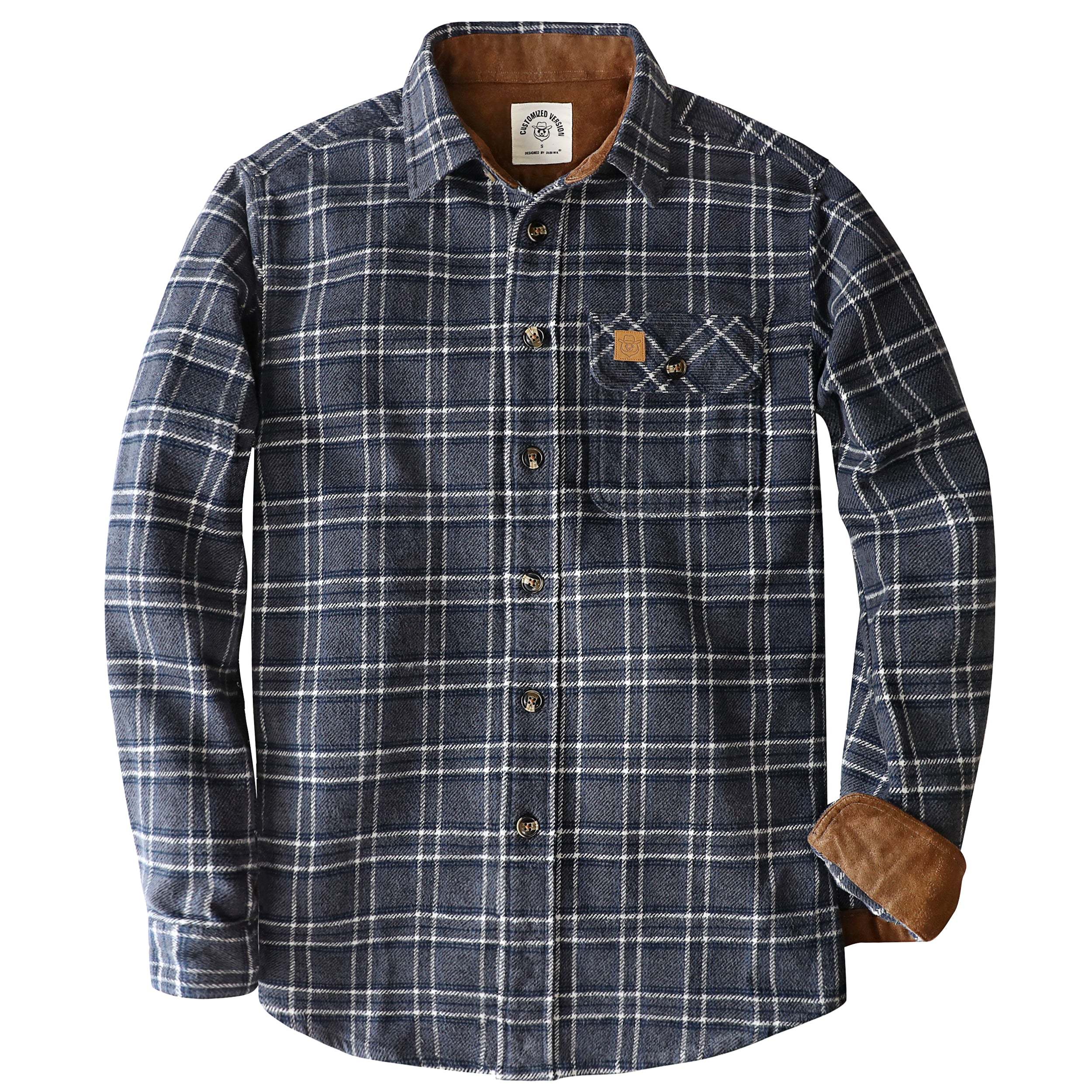 Dubinik? 10.8oz Ultra Heavyweight Flannel Shirt for Men Long Sleeve Casual Button Down Soft Pure Cotton Plaid Warm Suede Cuffs#0082013
