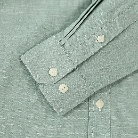 Dubinik? 5.5oz Light Green Chambray Long Sleeve Button-Front Closure Pocket Cotton Workshirt#58005