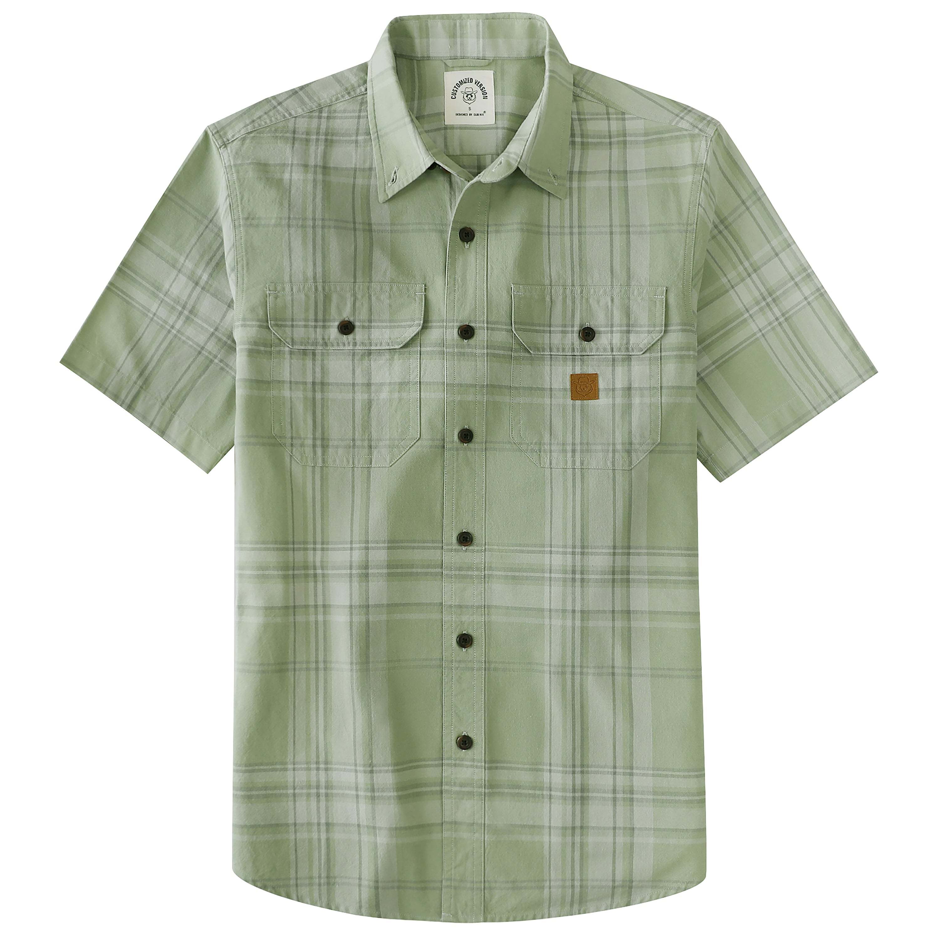 Dubinik? Men’s Short Sleeve Button-Down Shirt, Double Pockets, Casual Workwear Plaid#10172