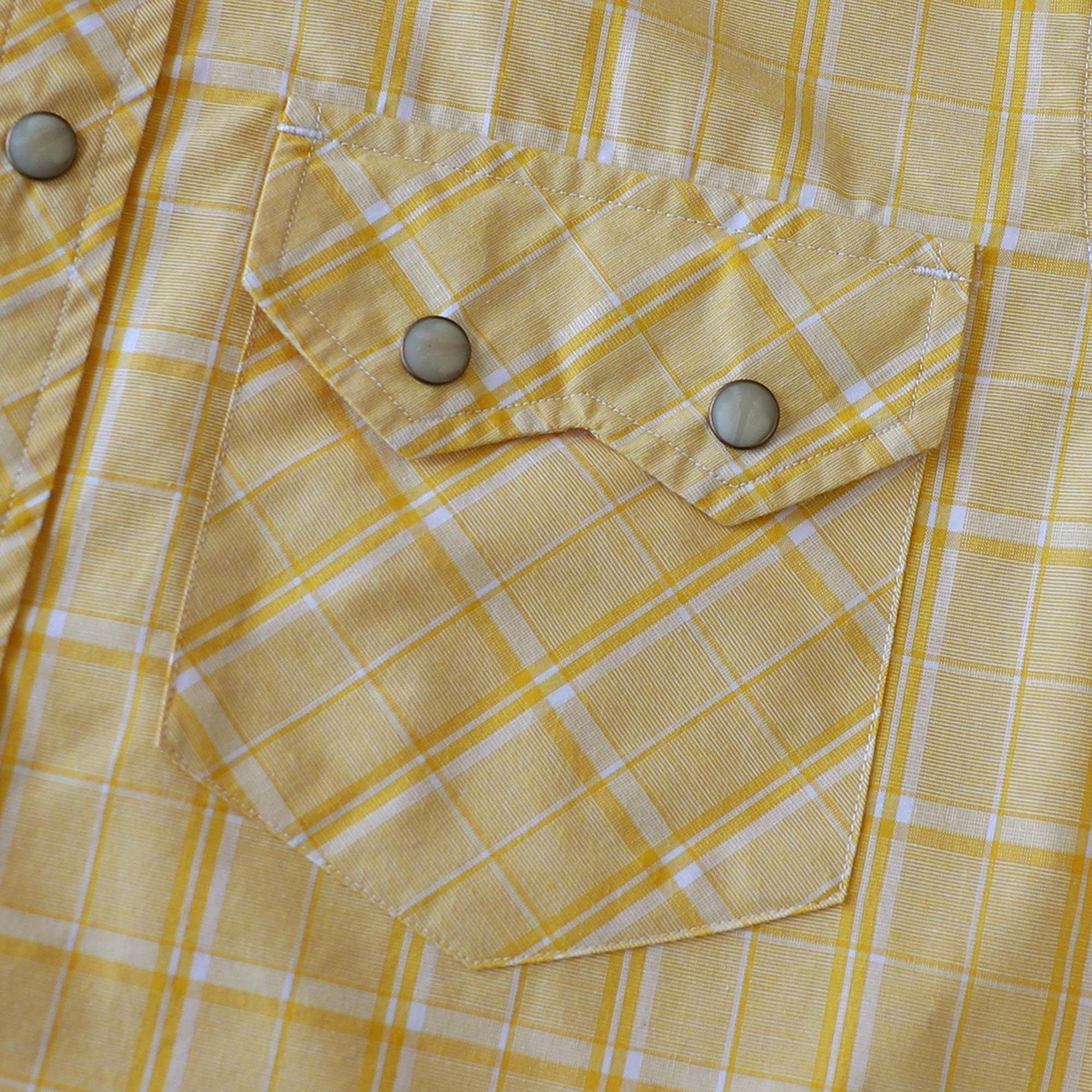 Dubinik? Men's Pearl Snap Sawtooth Pocket Western Plaid Shirt Short Sleeve#47011