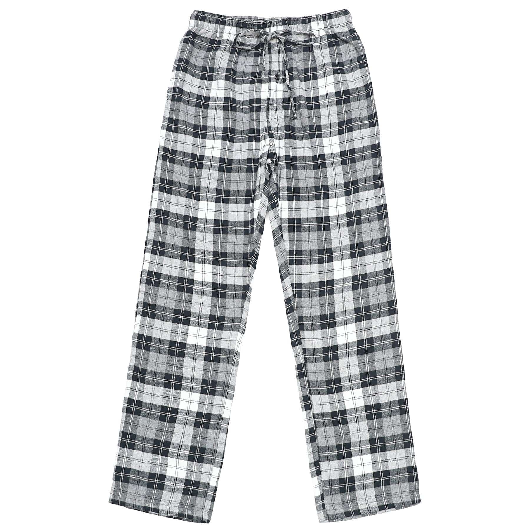 Cotton Flannel Pajama Plaid Sleep & Lounge Pants, PJ Bottoms With Pockets And Button Fly #3013