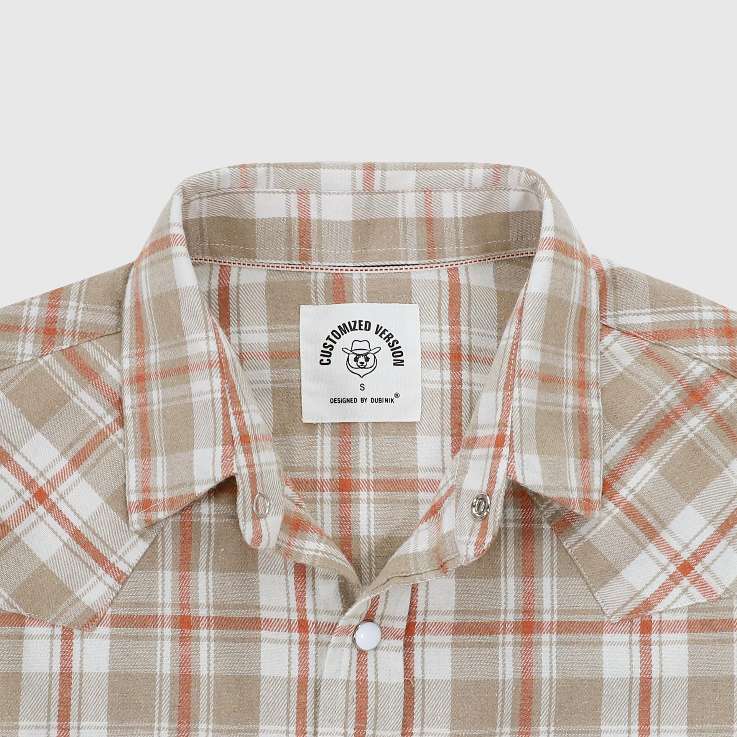 Dubinik? 6oz Flannel Shirt for Men Western Cowboy Pearl Snap Shirts for Men Long Sleeve Vintage Buttons Down Plaid Shirt#28406