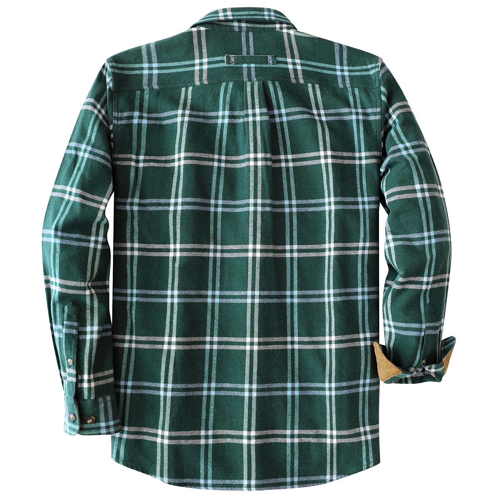 Dubinik? 6oz Mens Green Flannel Shirt Long Sleeve Button Down Plaid All Cotton Soft Brushed Flannel Shirt For Men Utility Casual Shirt #0030018