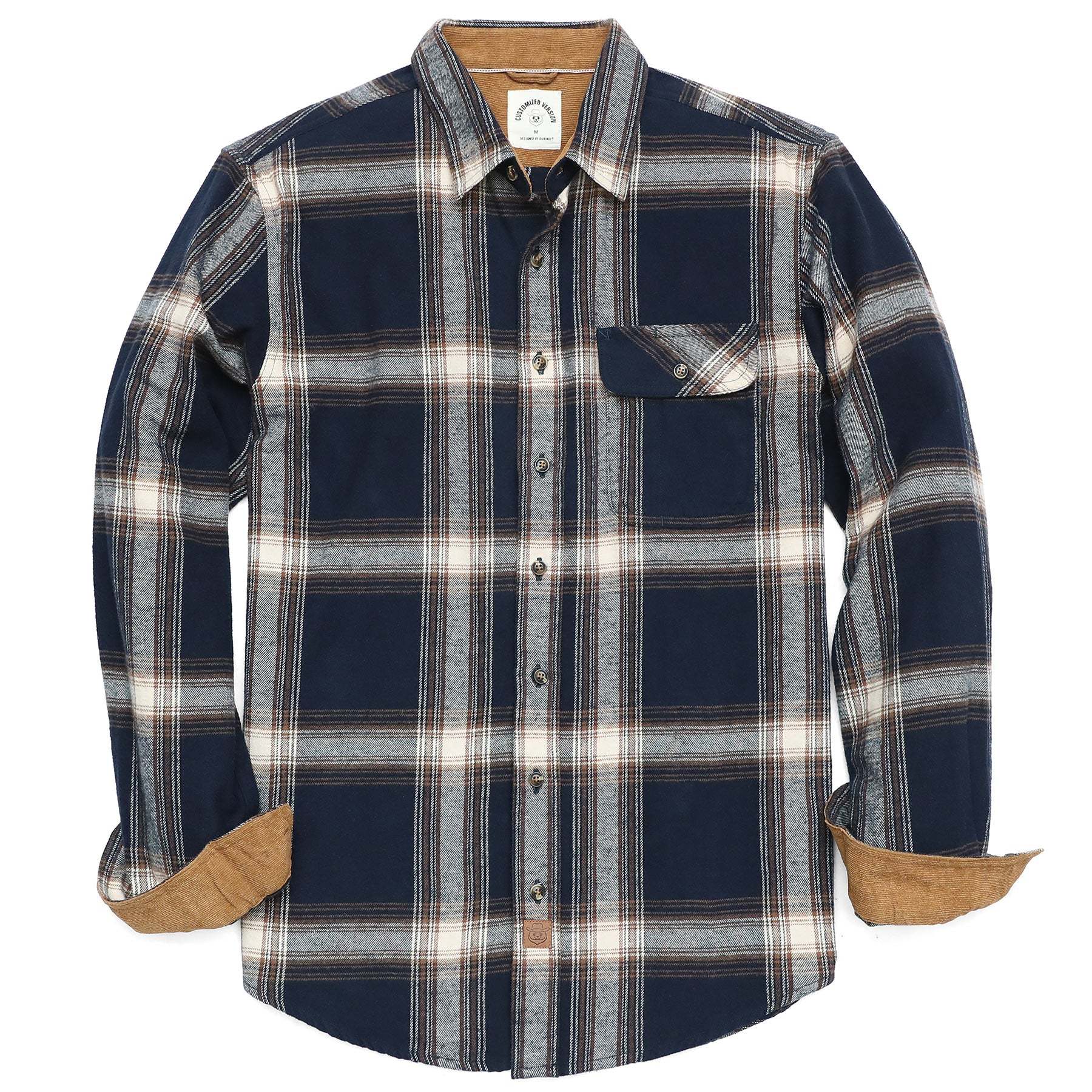 6oz Mens Midweight Flannel Shirts Long Sleeve Casual Button Down Brushed 100% Cotton Shirt#1002