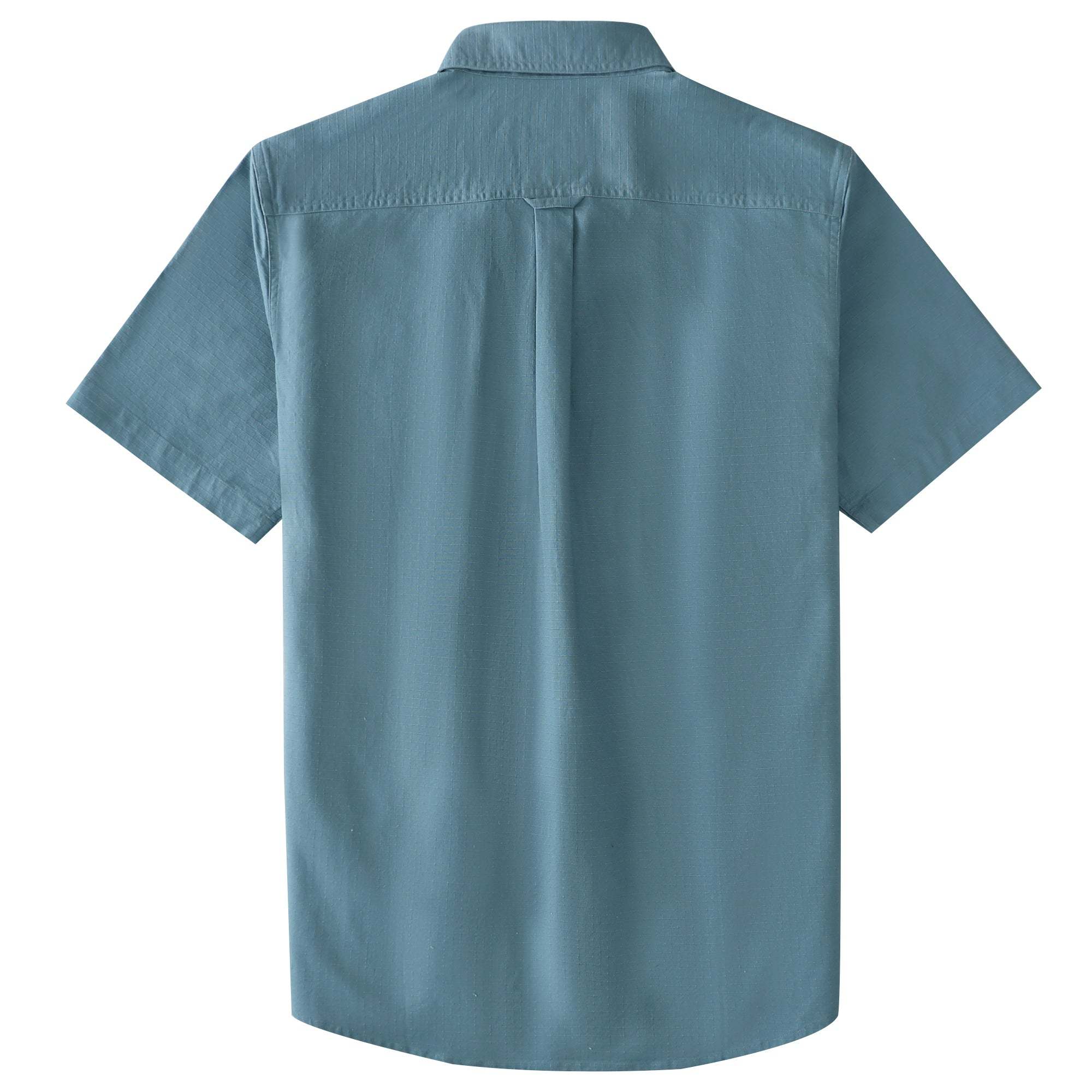 Dubinik? Mens Short Sleeve Button Down Shirts Two Pocket Vintage Mens Work Shirt Slate Blue Cotton Mens Shirts Casual with Stretch#0055008