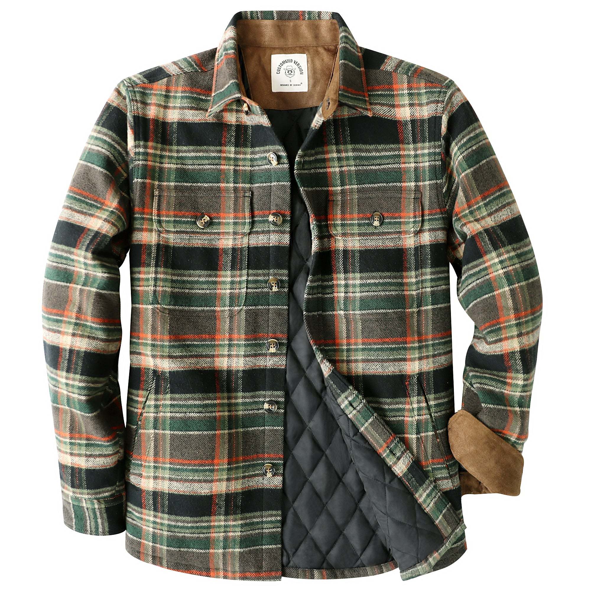 Dubinik? 10.8oz Men's Flannel Shacket Plaid Jacket with Warm Lining Button Up#38409