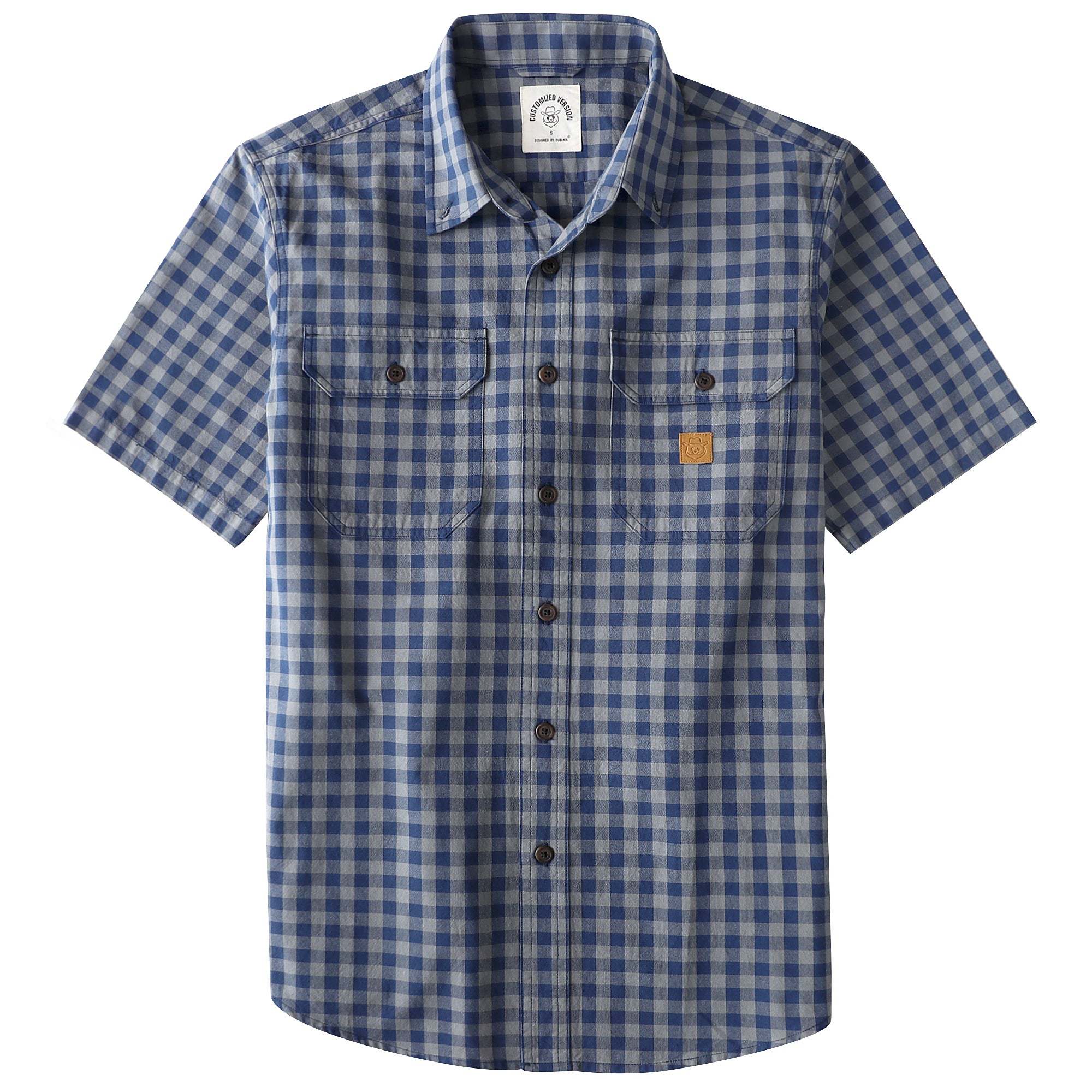 Dubinik? Men’s Short Sleeve Button-Down Shirt, Double Pockets, Casual Workwear Plaid#101718