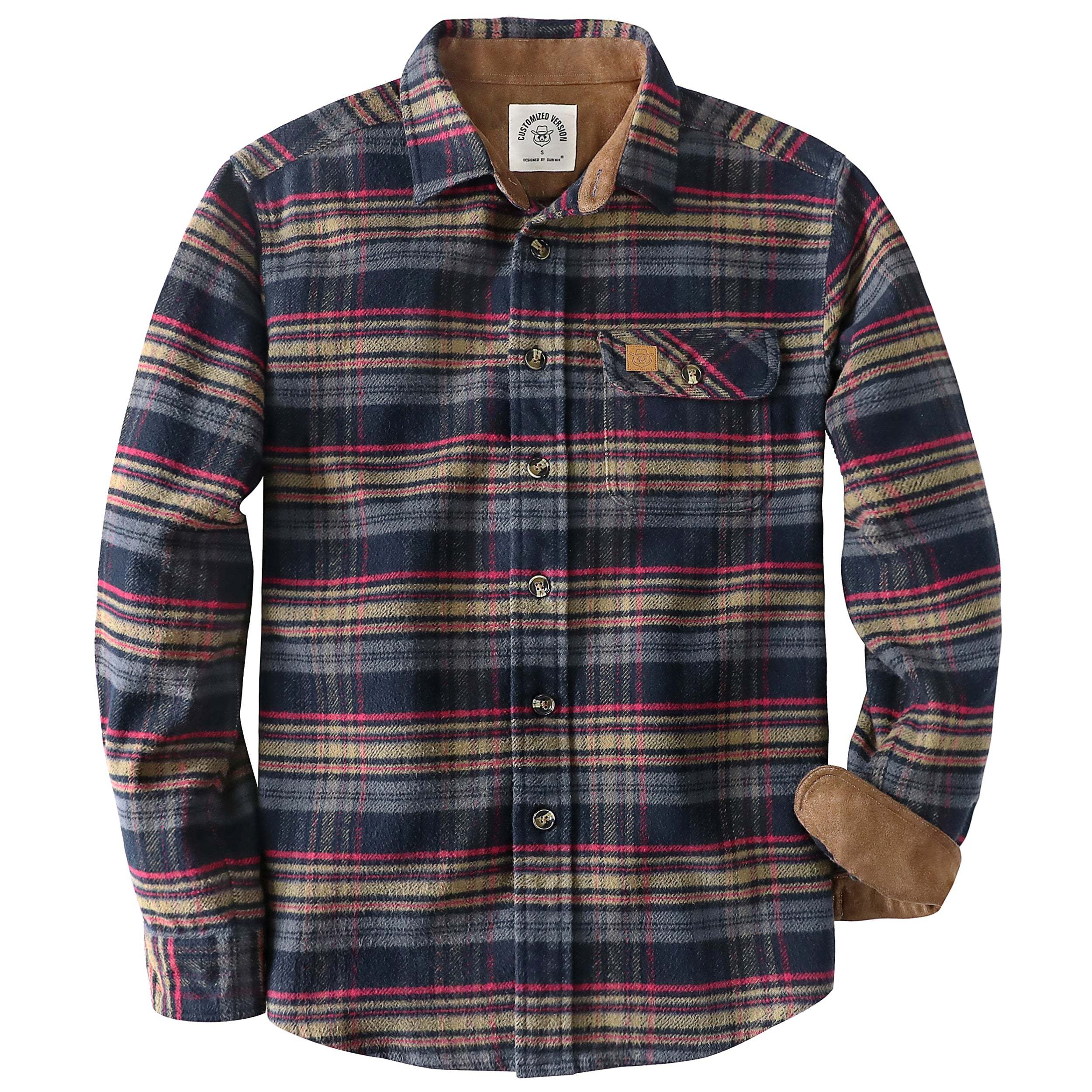 Dubinik? 10.8oz Ultra Heavyweight Flannel Shirt for Men Long Sleeve Casual Button Down Soft Pure Cotton Plaid Warm Suede Cuffs#0082001