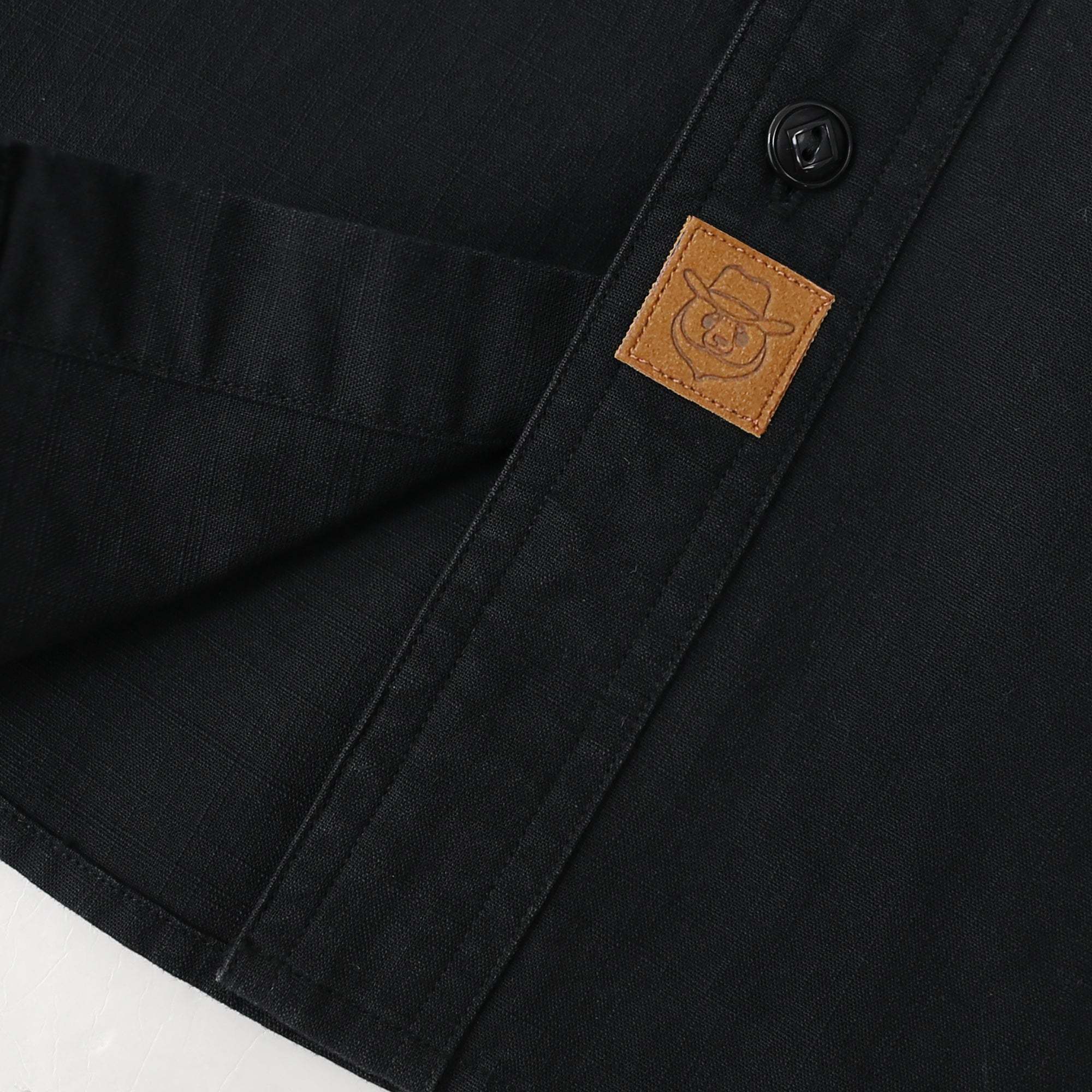 Dubinik? 5.5oz Black Chambray Long Sleeve Button-Front Closure Pocket Cotton Workshirt#58013
