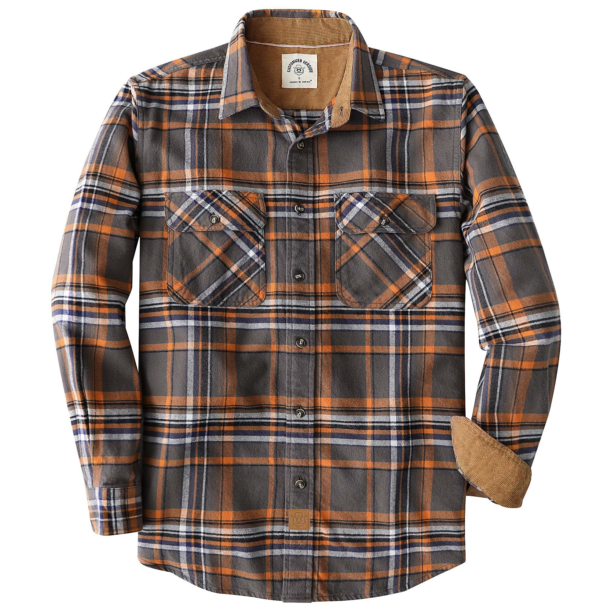 Dubinik? 6oz Mens Flannel Shirt Long Sleeve Button Down Plaid All Cotton Soft Brushed Flannel Shirt For Men Utility Casual Shirt #0030007