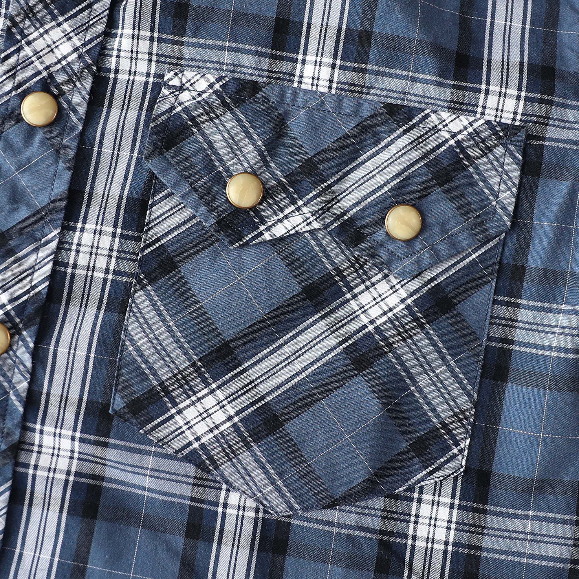 Dubinik? 4.1oz Pearl Snap Shirts For Men Long Sleeve Lightweight Casual Sawtooth Pocket Western Plaid Cowboy Cotton Vintage Work Shirt#48015