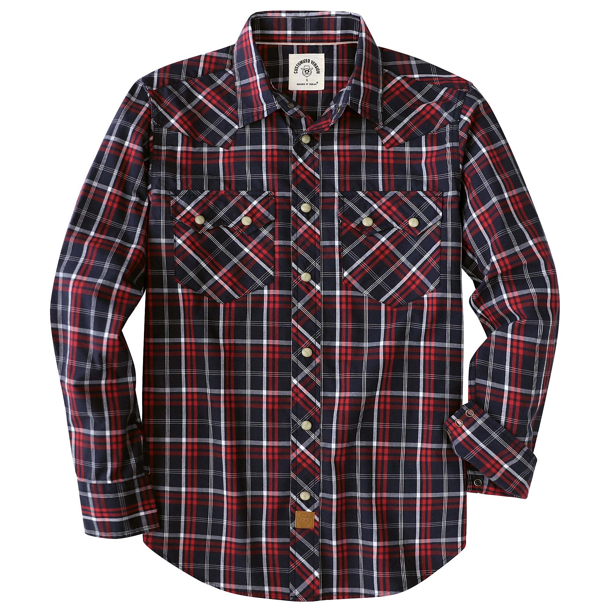 Dubinik? 4.1oz Pearl Snap Shirts For Men Long Sleeve Lightweight Casual Sawtooth Pocket Western Plaid Cowboy Cotton Vintage Work Shirt#48007