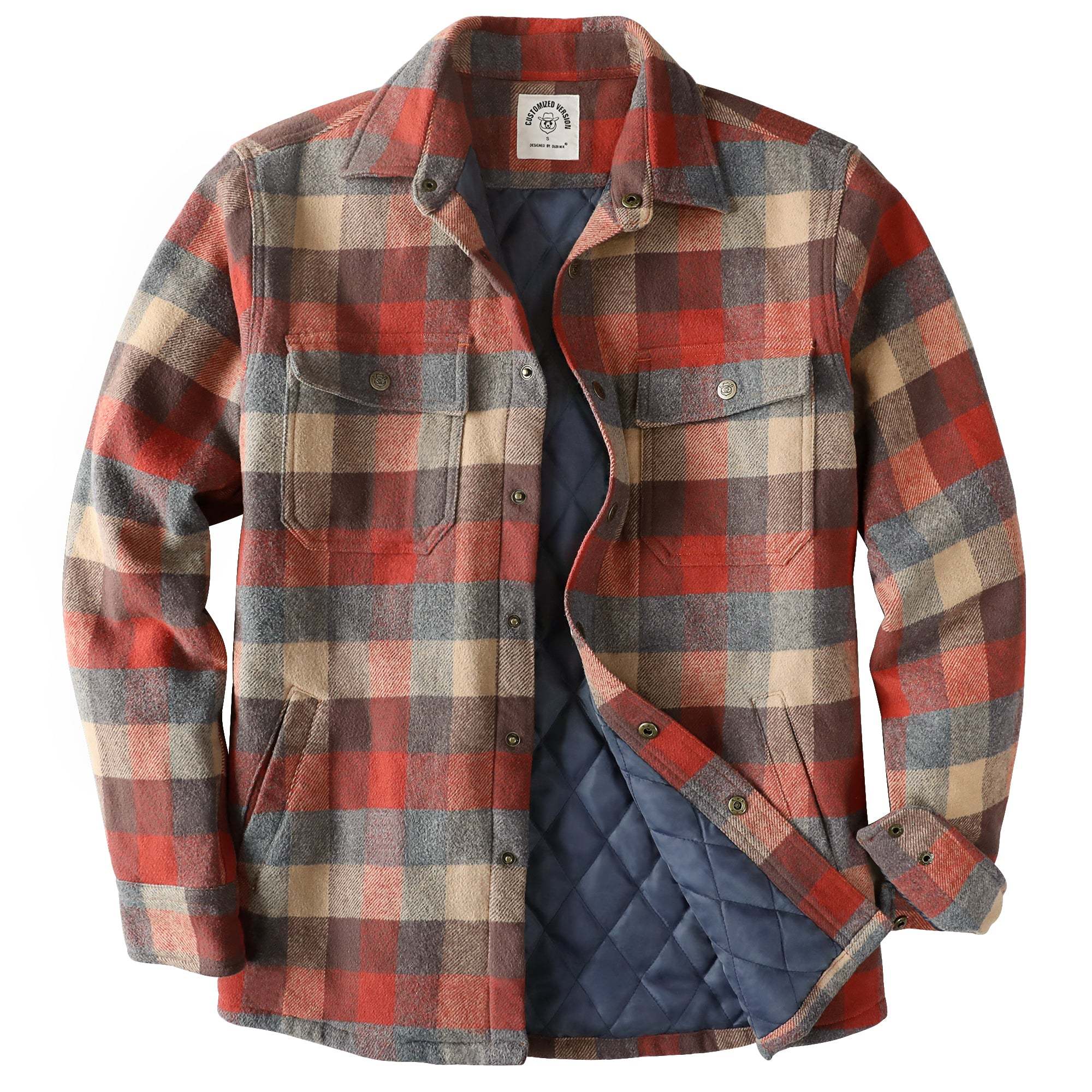 Dubinik? 10.8oz Men’s Overshirt Shacket – Cozy Warm-Lined Plaid Flannel, Lightweight Casual Button-Down Long Sleeve Jacket #0181011