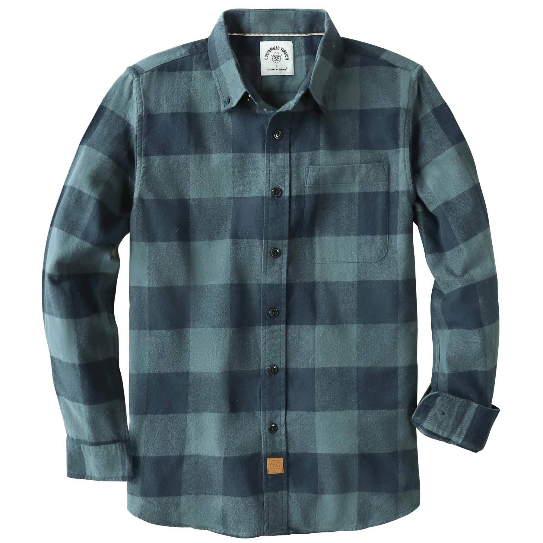 Dubinik? 6oz Green Navy Buffalo Flannel Shirt for Men 100% Cotton Mens Flannel Shirts Long Sleeve Plaid Soft Casual Button Down Shirt Men#66028 Tall size in stock now!
