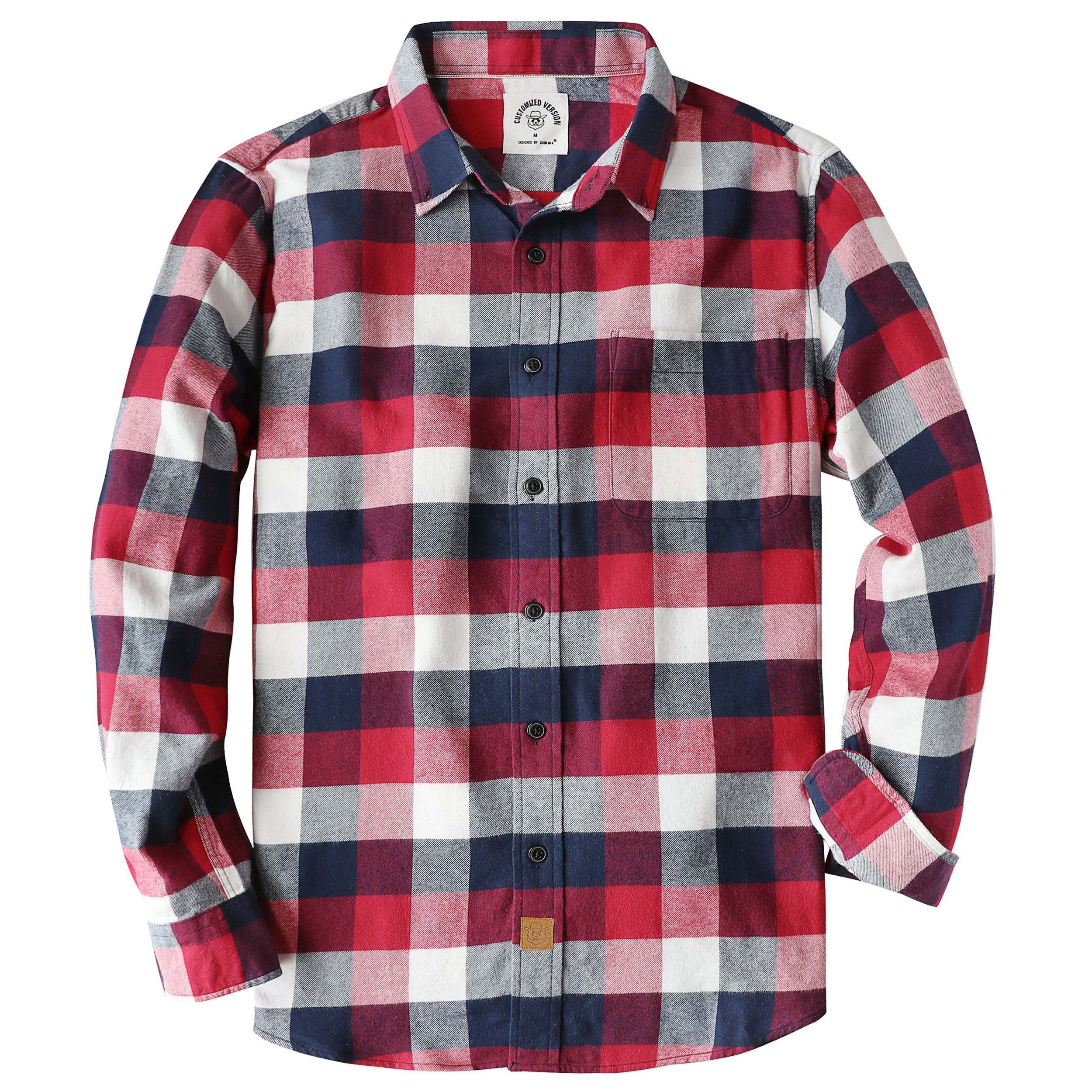 6oz Men's Plaid Flannel Long Sleeve Shirts #0347