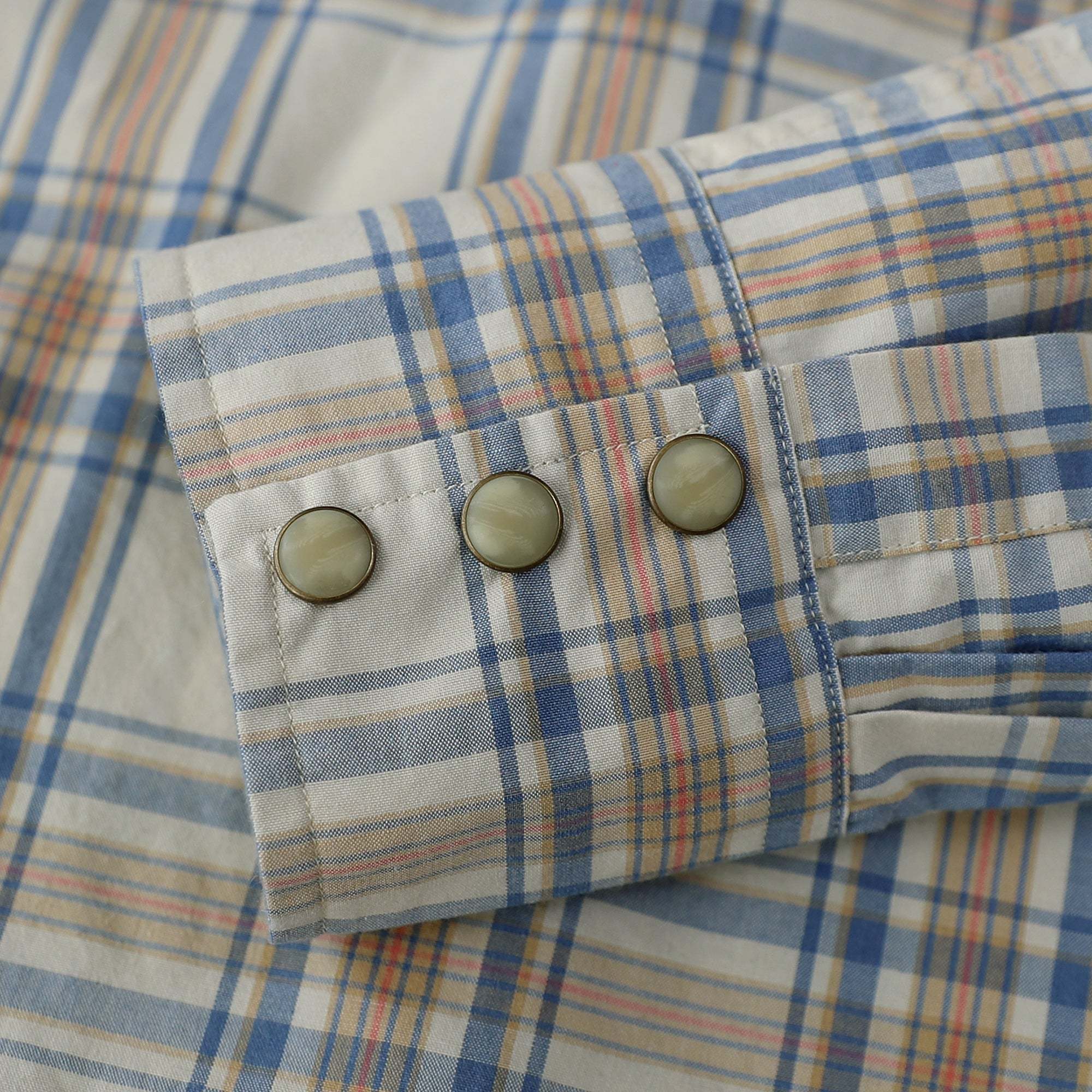 Dubinik? 4.1oz Pearl Snap Shirts For Men Long Sleeve Lightweight Casual Sawtooth Pocket Western Plaid Cowboy Cotton Vintage Work Shirt#48023