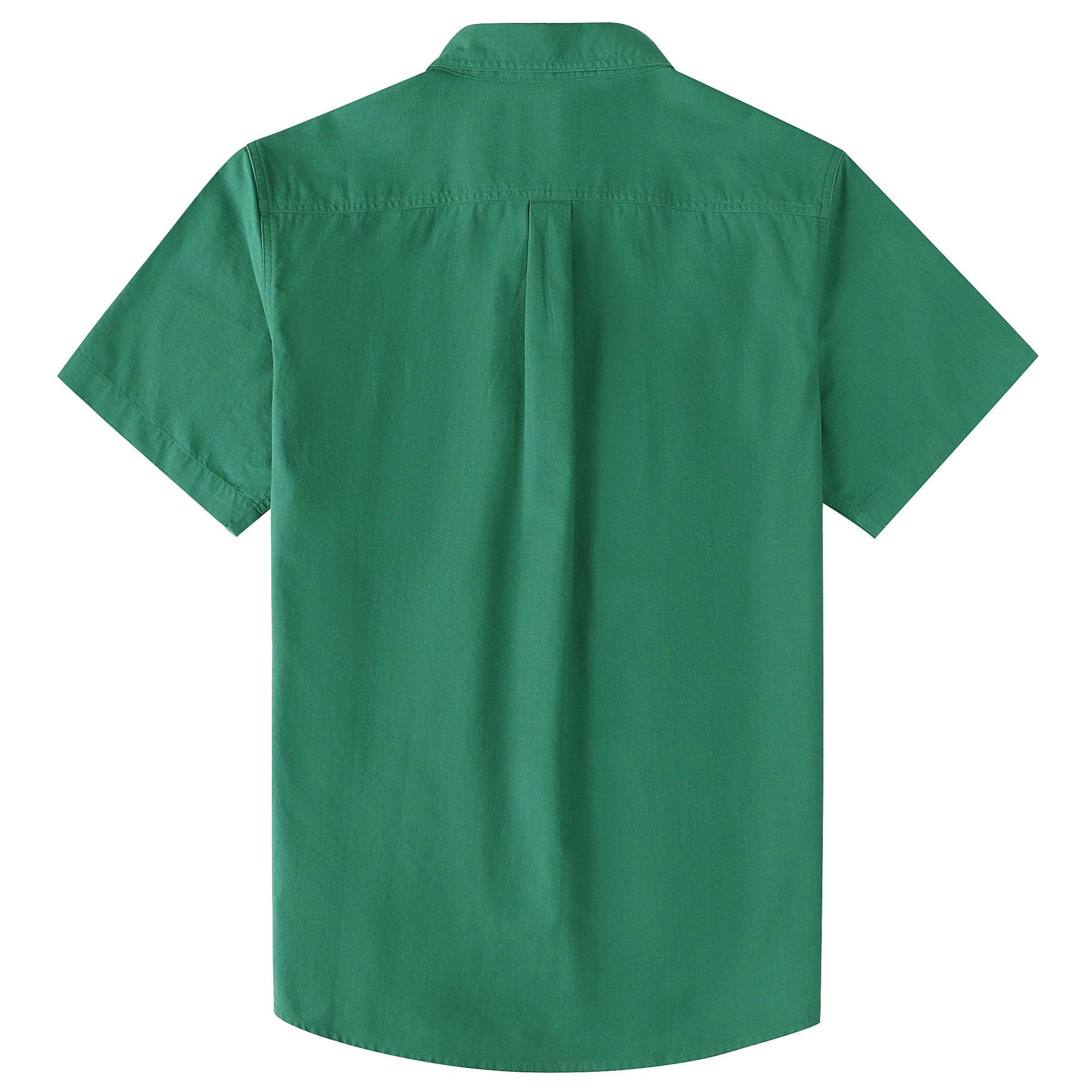 Dubinik? Olive Green Solid Mens Short Sleeve Button Down Casual Cotton Regular Fit Lightweight Pocket Chambray Mens Button Down Short Sleeve#0057014