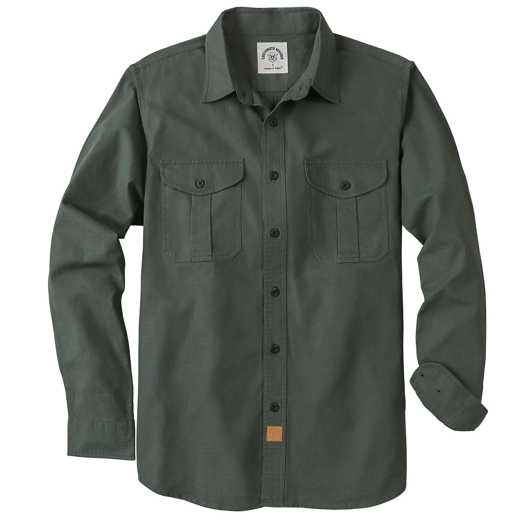 Tall size in stock now! Dubinik? 6.5oz Mens Button Up Shirts Long Sleeve Casual Army Green Solid Shirts for Men Two Pocket Regular Fit Comfortable with Stretch Shirt#0056003 Tall size in stock now!