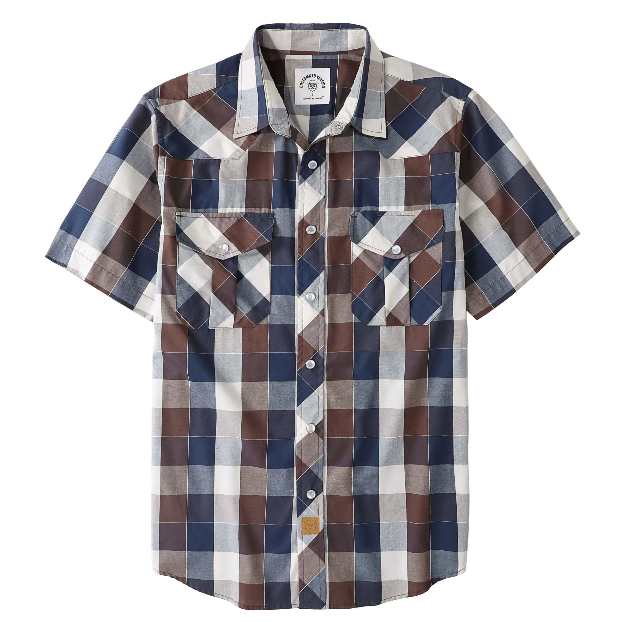 Dubinik? Western Shirts for Men Short Sleeve Plaid Pearl Snap Shirts for Men Button Up Shirt Cowboy Casual Work Shirt#41010