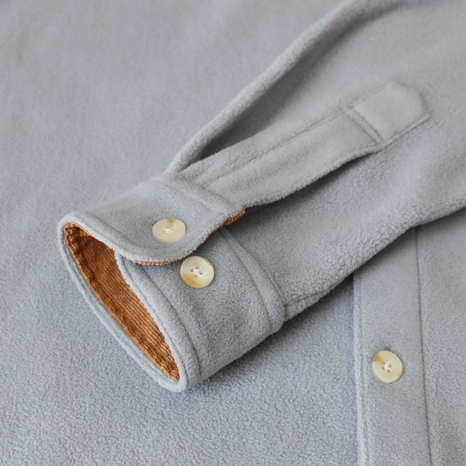 Mens Long Sleeve Light Grey Solid Fleece Shirt Casual Button Down Light-in-weight Shirt #1805