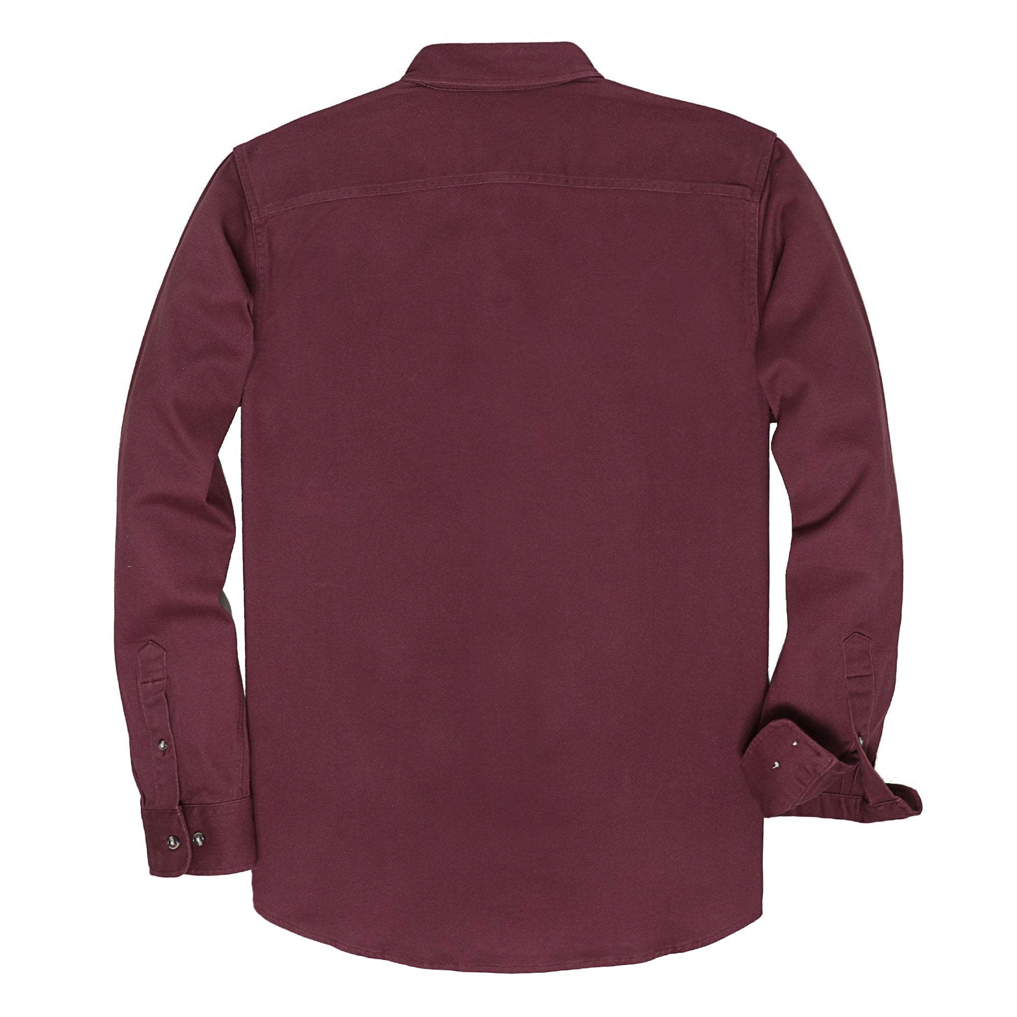 8oz Men's Burgundy Solid 100% cotton outdoor casual workwear pocket vintage shirt #1503