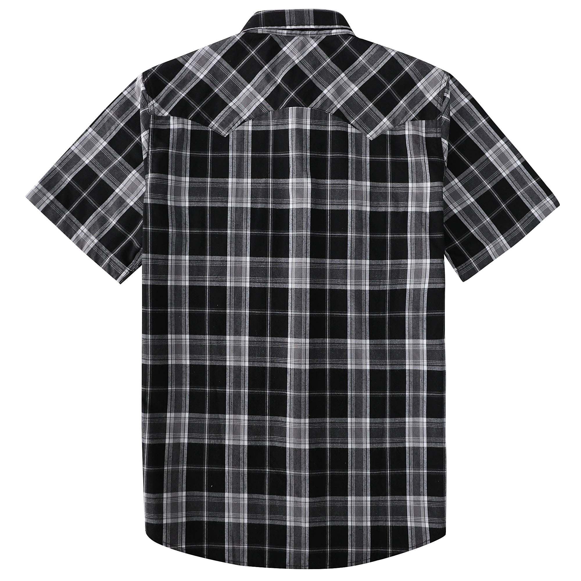 Dubinik? Men's Pearl Snap Sawtooth Pocket Western Plaid Shirt Short Sleeve#47006