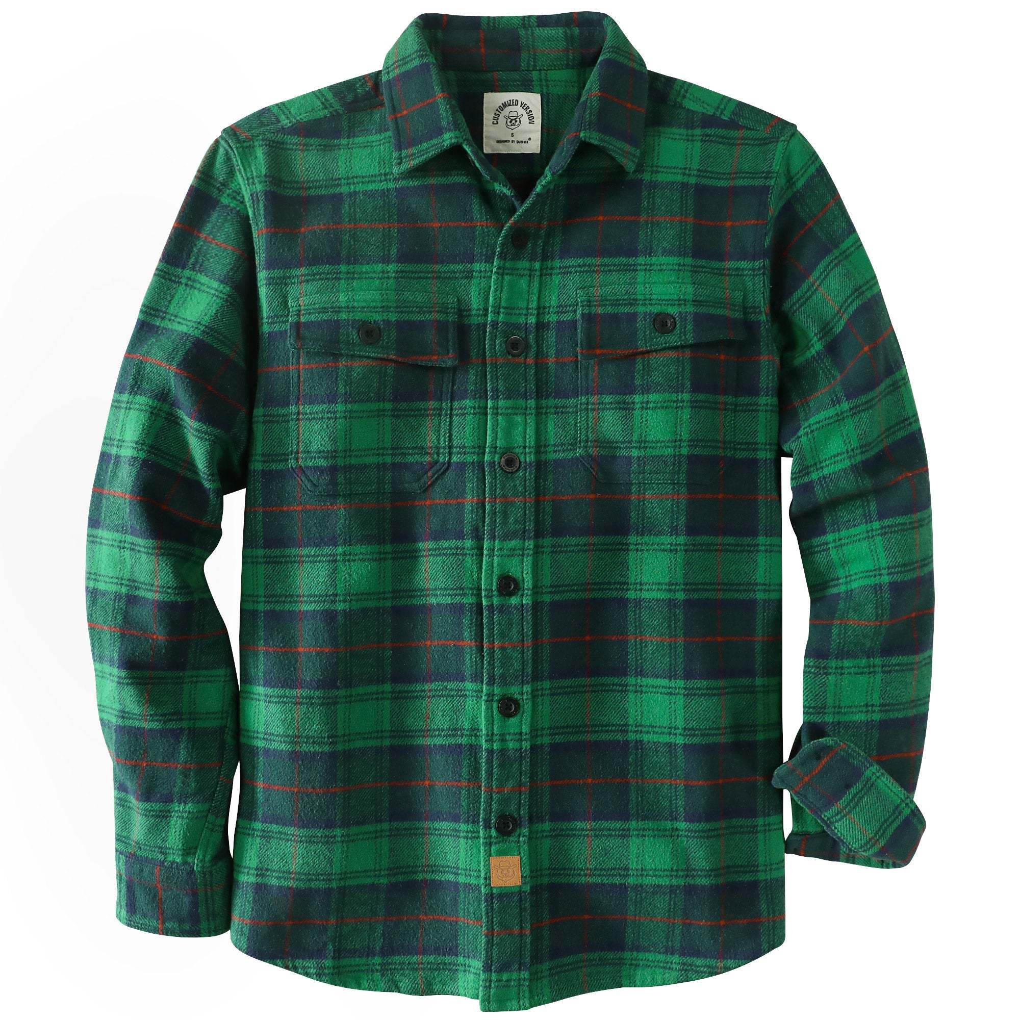 Dubinik? 10.8oz Ultra Heavyweight Green Flannel Shirt for Men Long Sleeve Mens Plaid Button Down Shirts for Men Vintage 100% Cotton#0081009