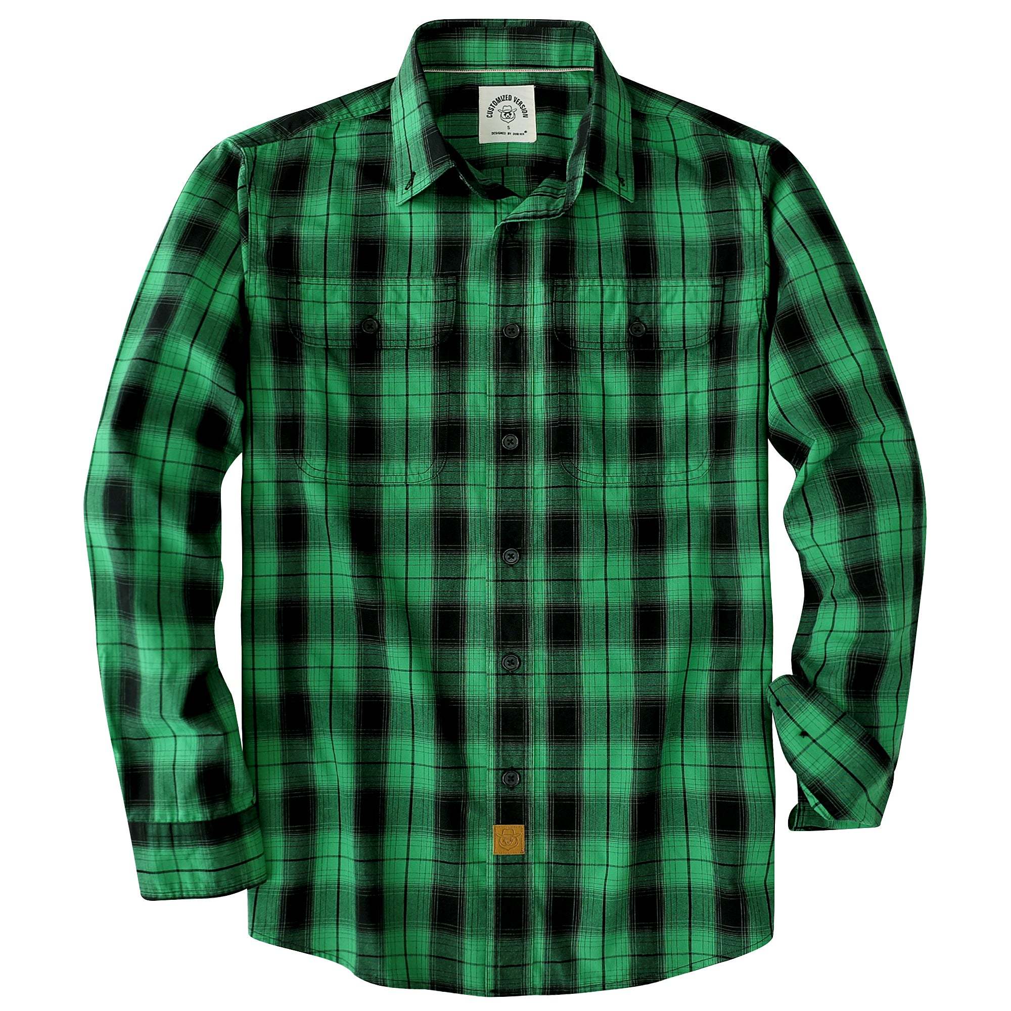 Dubinik? 4.1oz Mens Long Sleeve Button Down Green Shirts Casual Plaid Shirt with Practical Double Pockets Comfortable and Soft#0050001