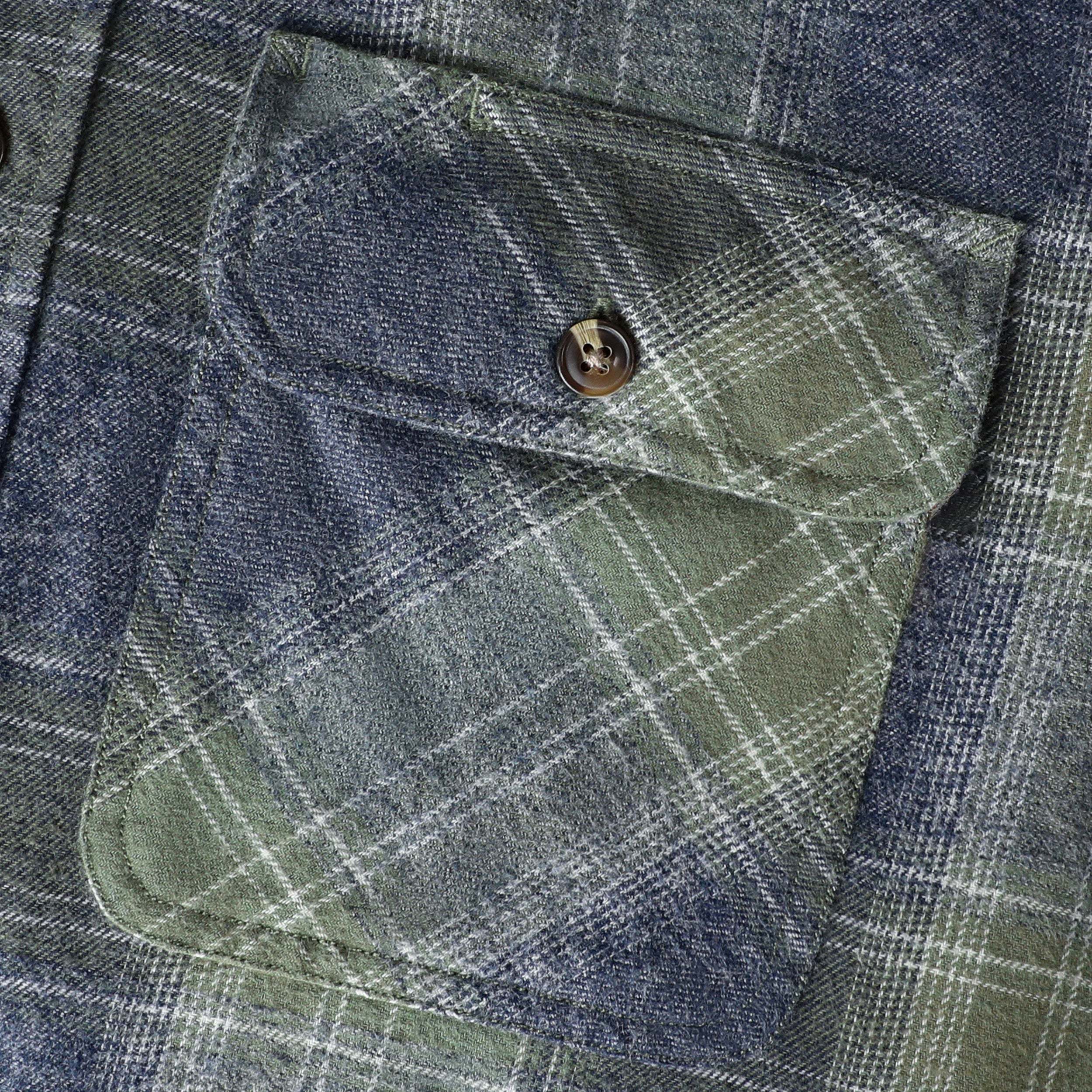 Dubinik? 6oz Mens Green Flannel Shirt Long Sleeve Button Down Plaid All Cotton Soft Brushed Flannel Shirt For Men Utility Casual Shirt #0030014