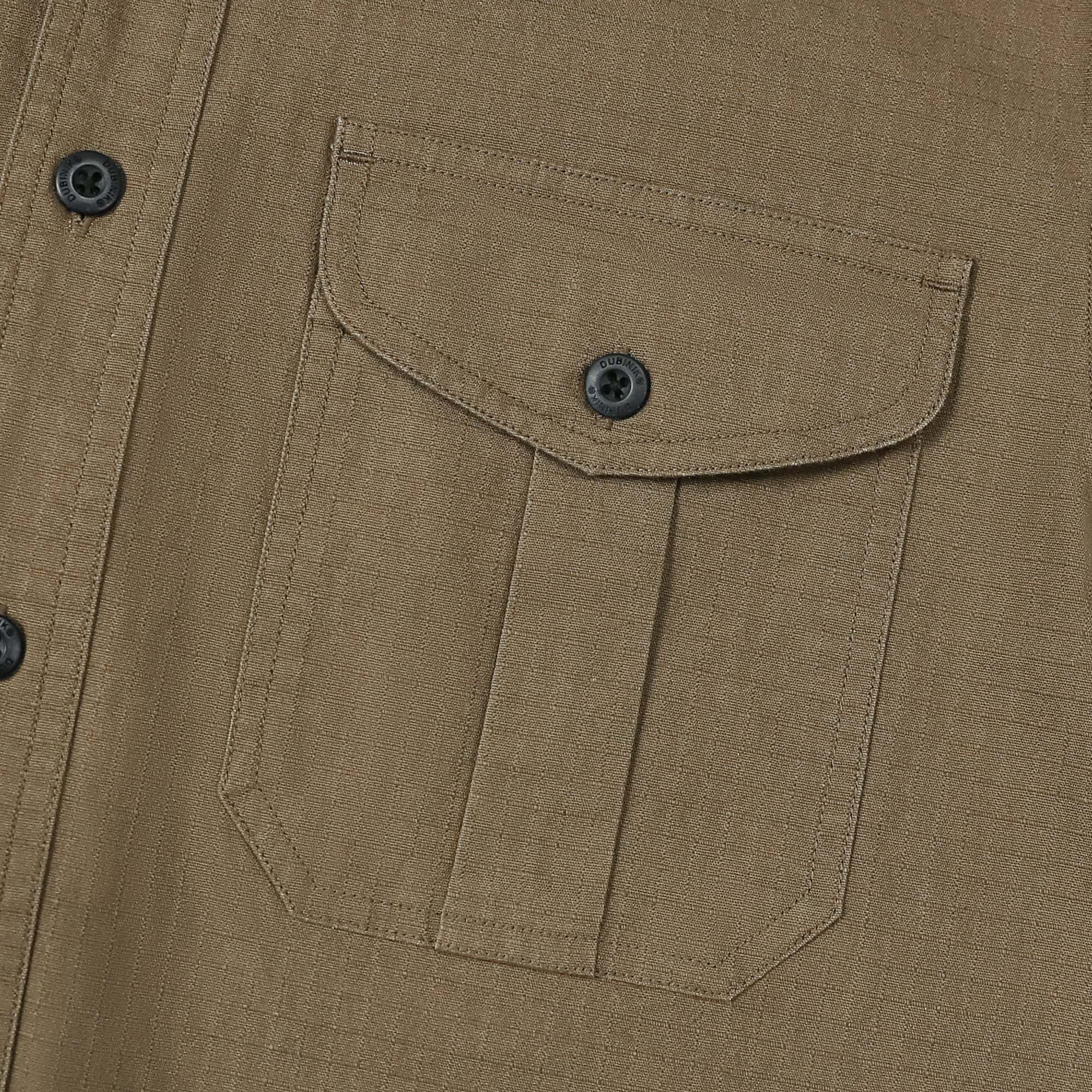 Dubinik? 6.5oz Mens Button Up Shirts Long Sleeve Casual Dark Khaki Solid Shirts for Men Two Pocket Regular Fit Comfortable with Stretch Shirt#0056007
