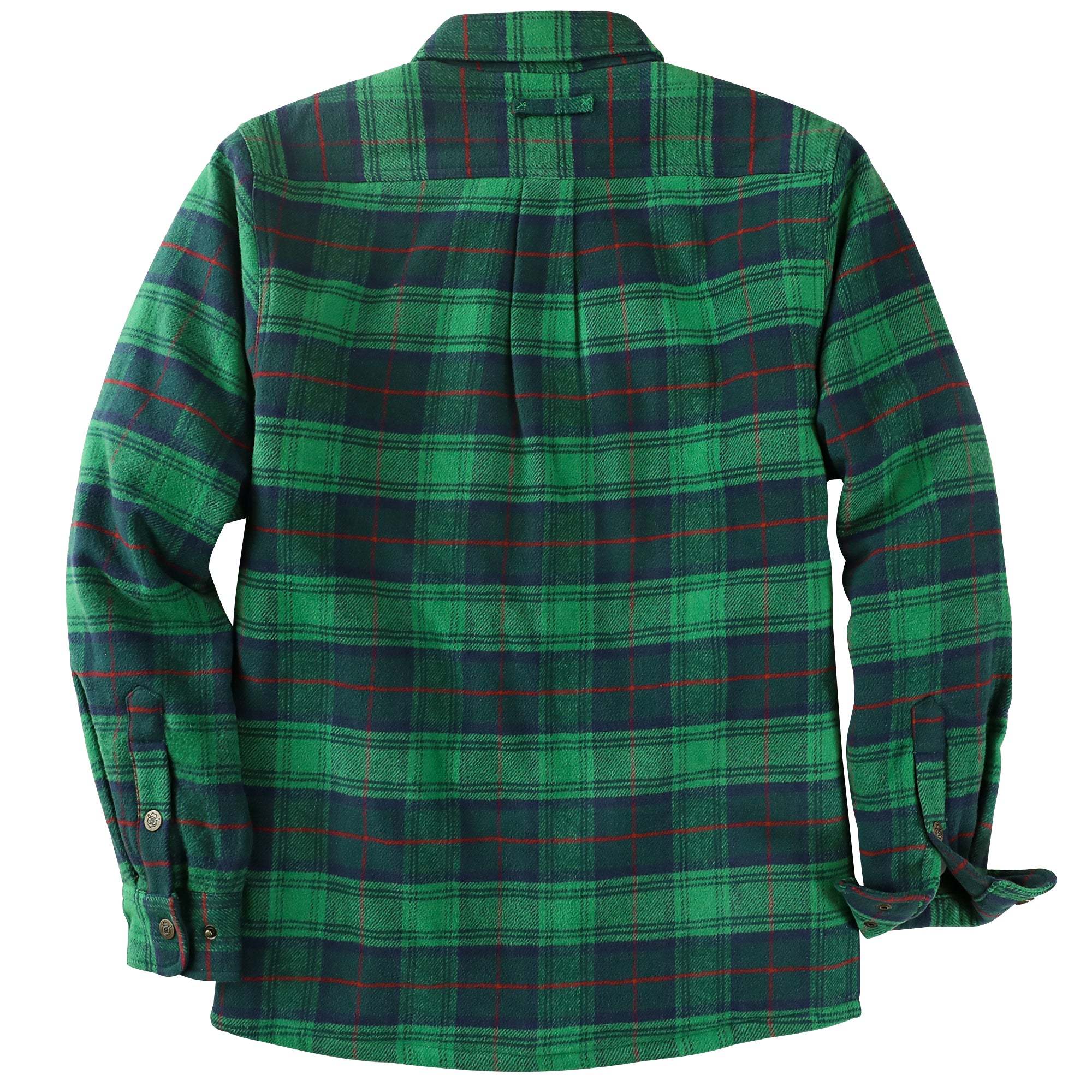 Dubinik? 10.8oz Men’s Overshirt Shacket – Cozy Warm-Lined Green Plaid Flannel, Lightweight Casual Button-Down Long Sleeve Jacket #0181009
