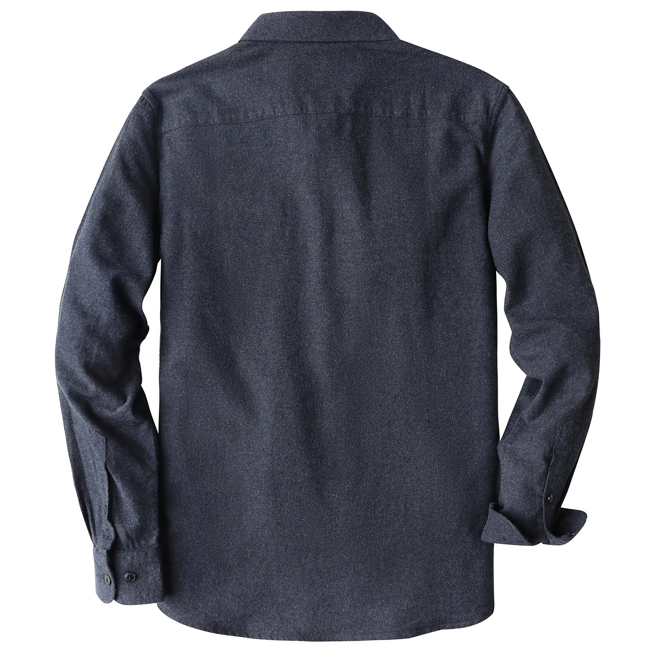 6oz Men's Grey Solid Plaid Flannel Long Sleeve Shirts #0301