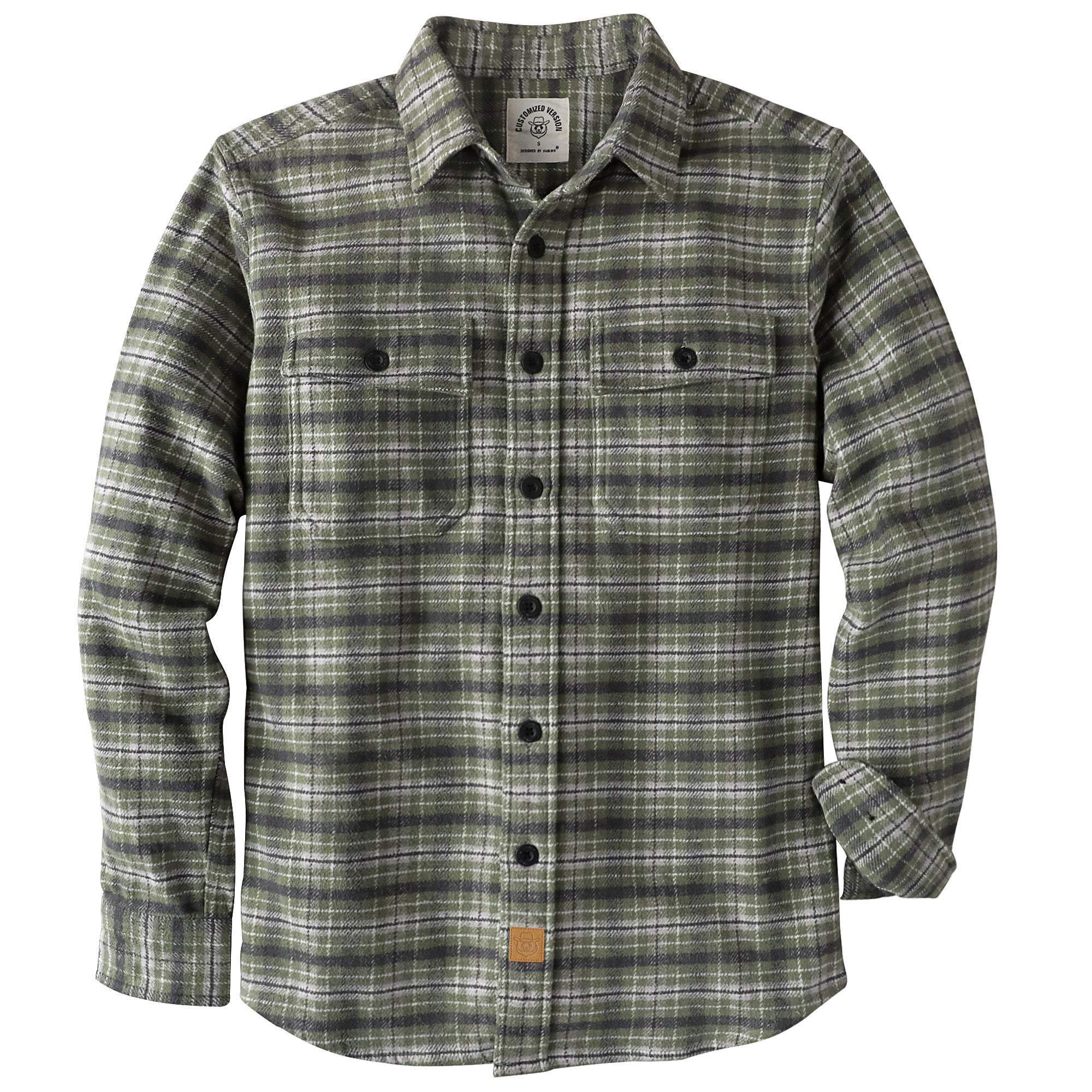Dubinik? 10.8oz Ultra Heavyweight Green Flannel Shirt for Men Long Sleeve Mens Plaid Button Down Shirts for Men Vintage 100% Cotton#0081008