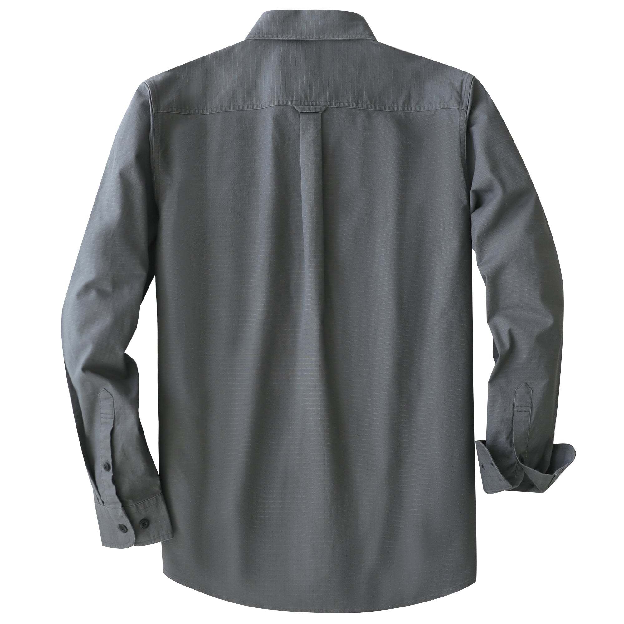 Dubinik? 6.5oz Mens Button Up Shirts Long Sleeve Casual Charcoal Gray Solid Shirts for Men Two Pocket Regular Fit Comfortable with Stretch Shirt#0056010