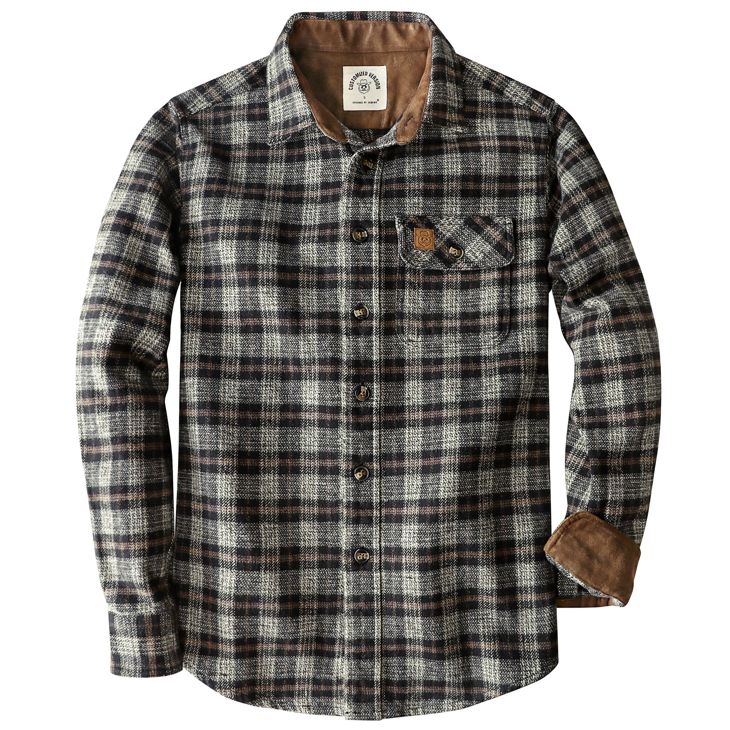 Dubinik? 10.8oz Ultra Heavyweight Flannel Shirt for Men Long Sleeve Casual Button Down Soft Pure Cotton Plaid Warm Suede Cuffs#0082015
