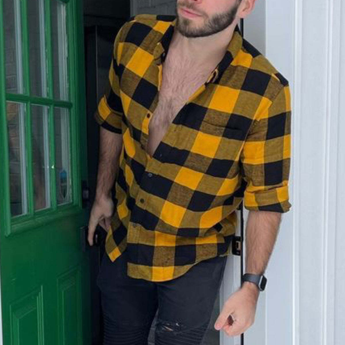 6oz Men's Plaid Flannel Long Sleeve Shirts #0360