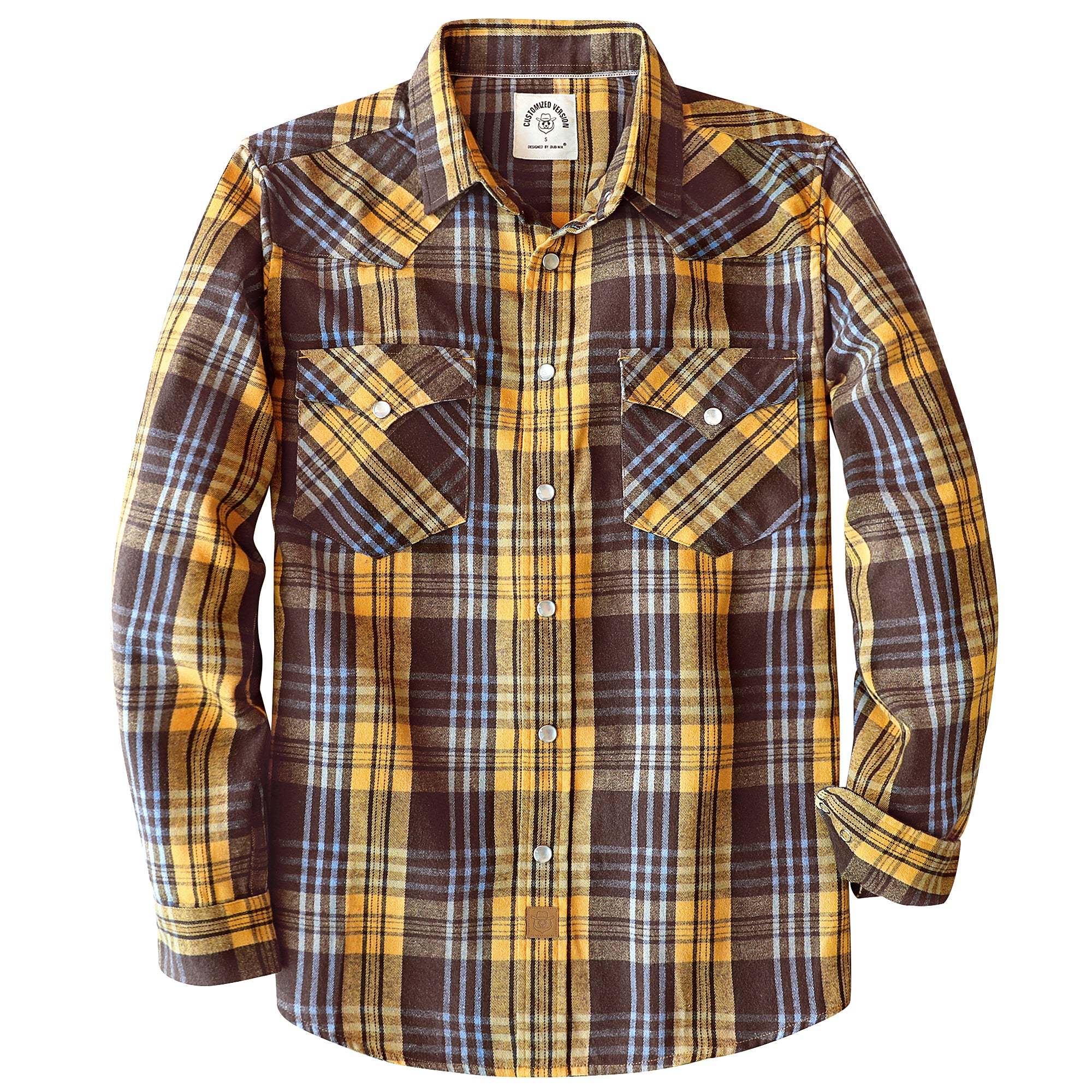 6oz Mens Flannel Long Sleeve Pearl Snap Buttons Western Cowboy Vintage Casual Shirts #2816
