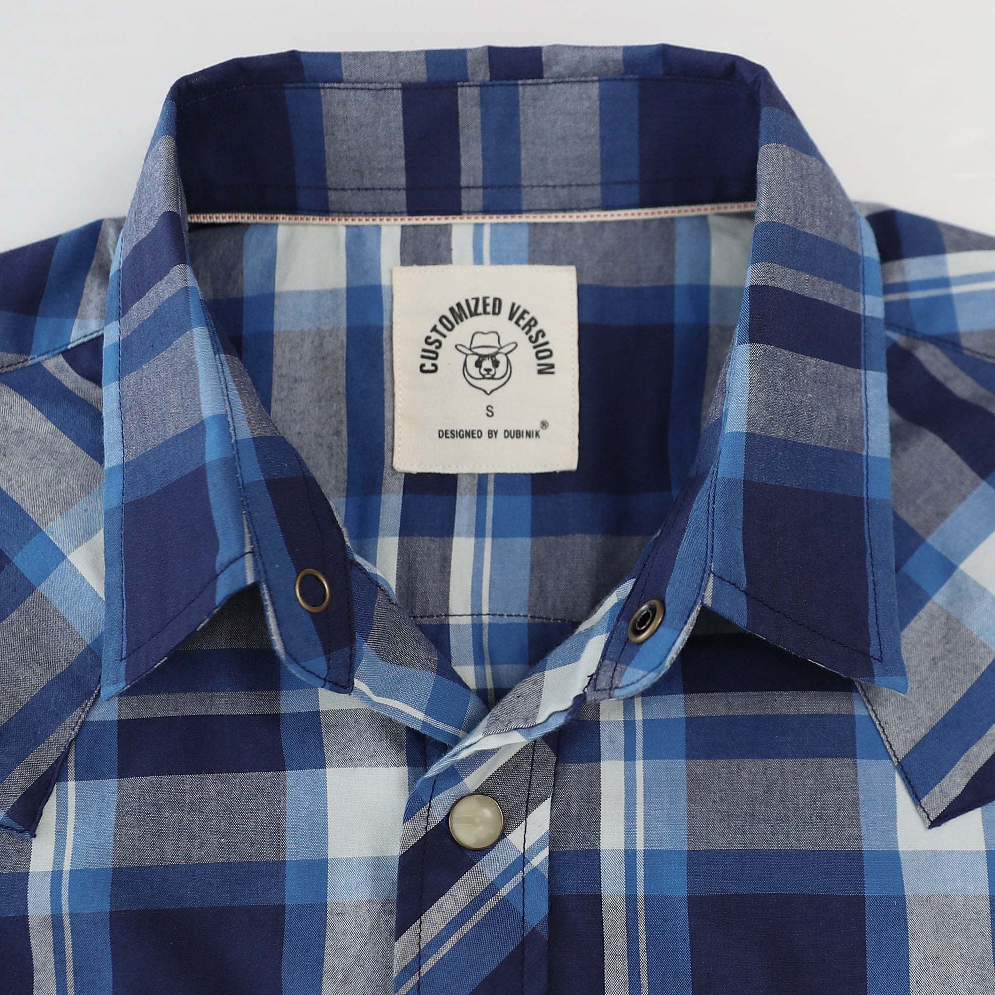 Dubinik? 4.1oz Pearl Snap Shirts For Men Long Sleeve Lightweight Casual Sawtooth Pocket Western Plaid Cowboy Cotton Vintage Work Shirt#48003