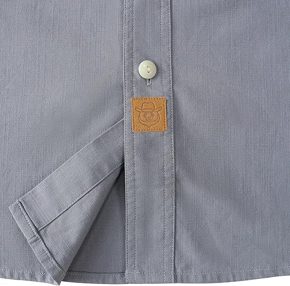Dubinik? 5.5oz Gray Chambray Long Sleeve Button-Front Closure Pocket Cotton Workshirt#58006