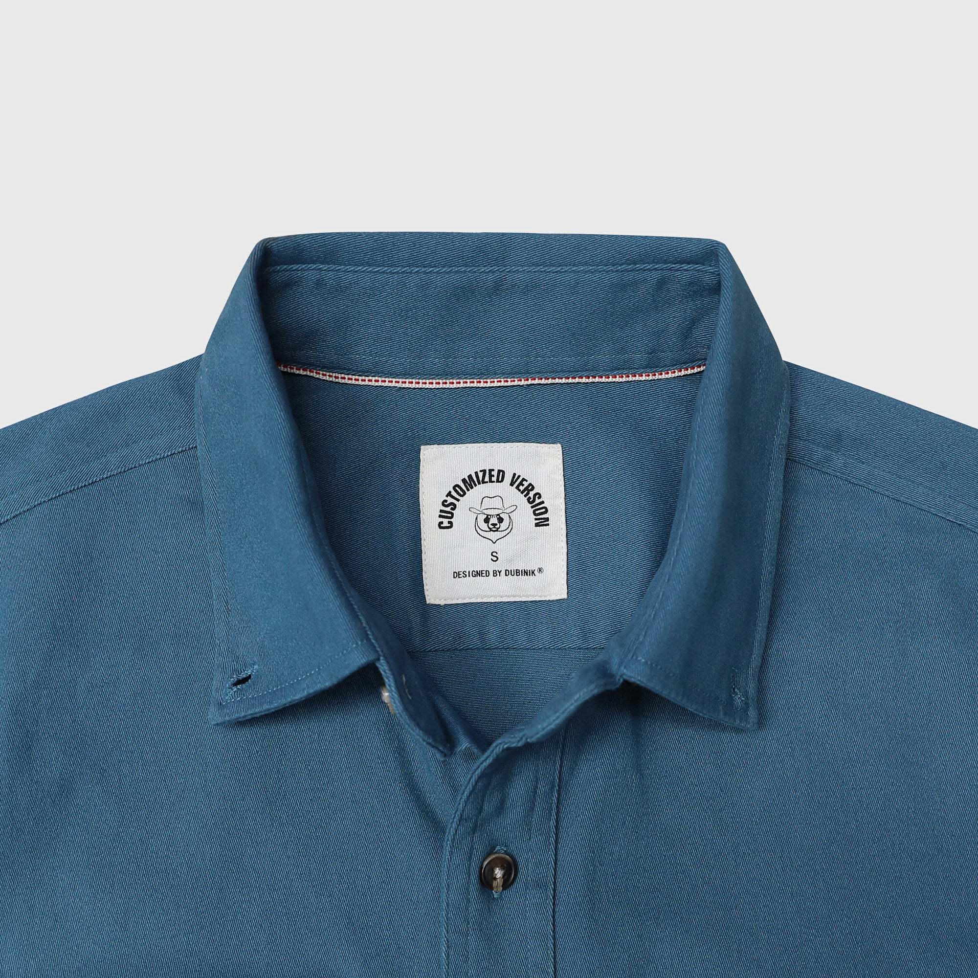 8oz Men's Navy blue Solid 100% cotton outdoor casual workwear pocket vintage shirt #1506