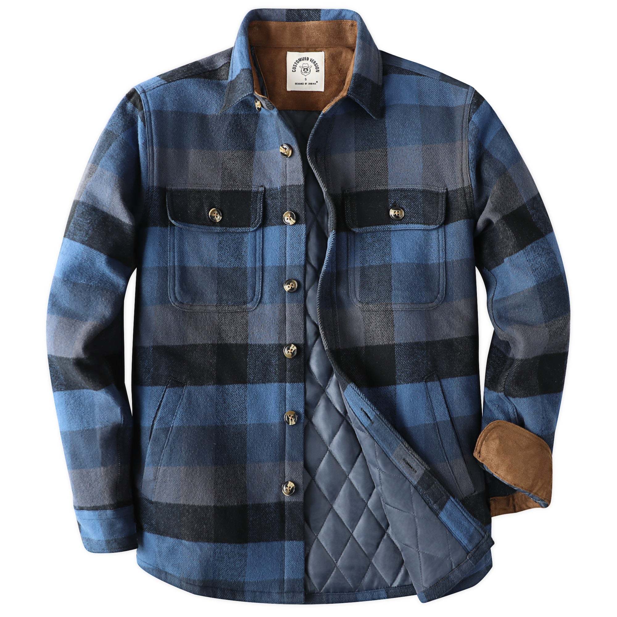 Dubinik? 10.8oz Men's Flannel Shacket Plaid Jacket with Warm Lining Button Up#38410